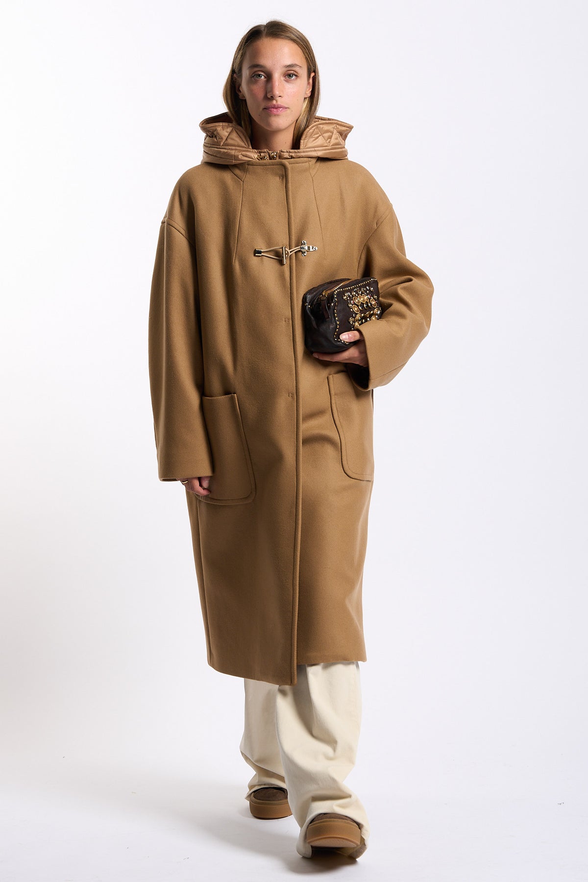 Fay Cappotto Lungo Toggle Coat Beige Donna-5