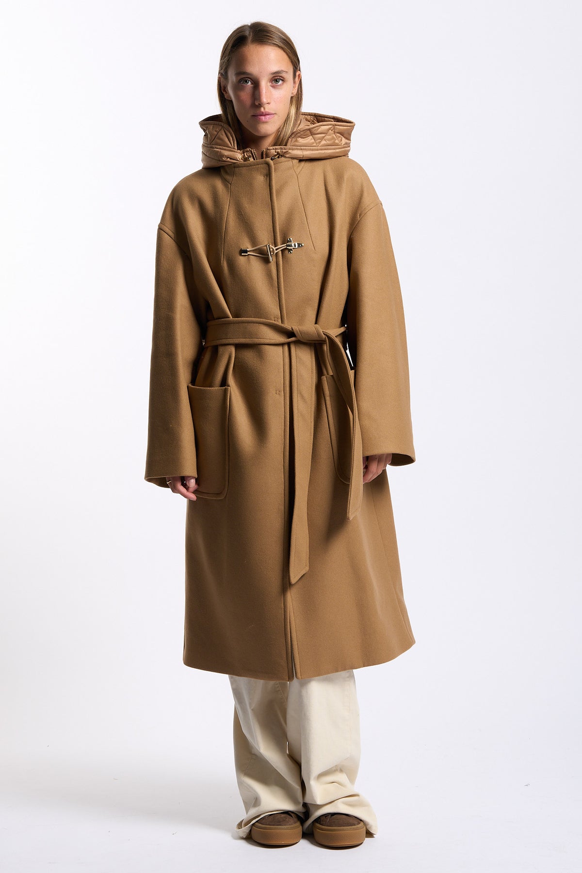 Fay Cappotto Lungo Toggle Coat Beige Donna-9