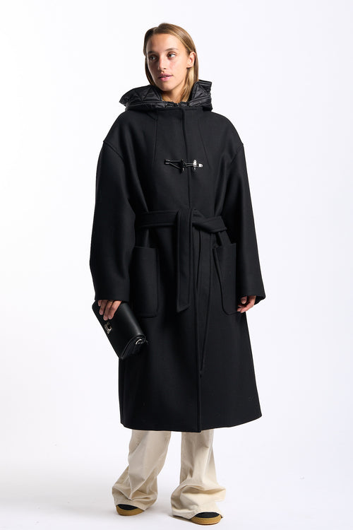Fay Cappotto Lungo Toggle Coat Nero Donna