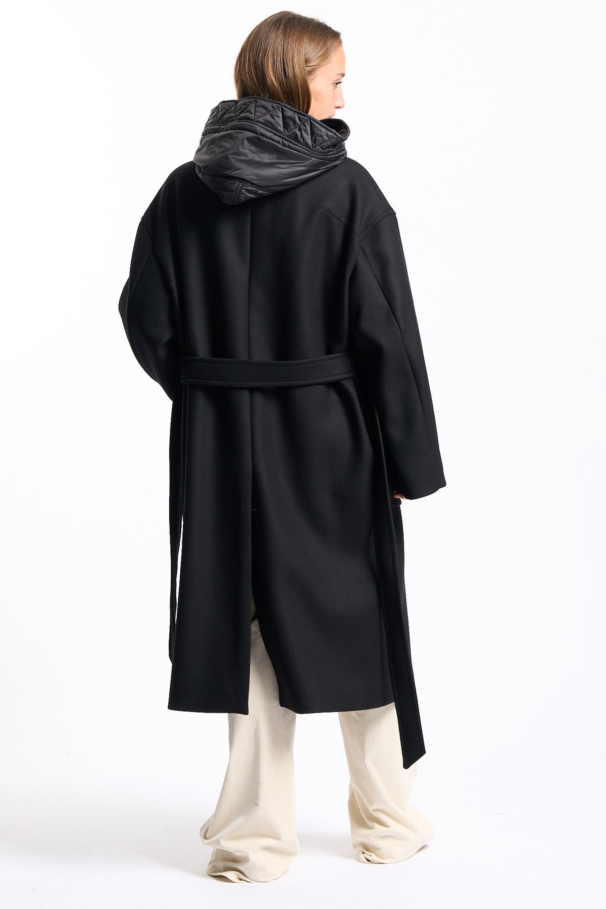 Fay Women's Black Long Toggle Coat-5
