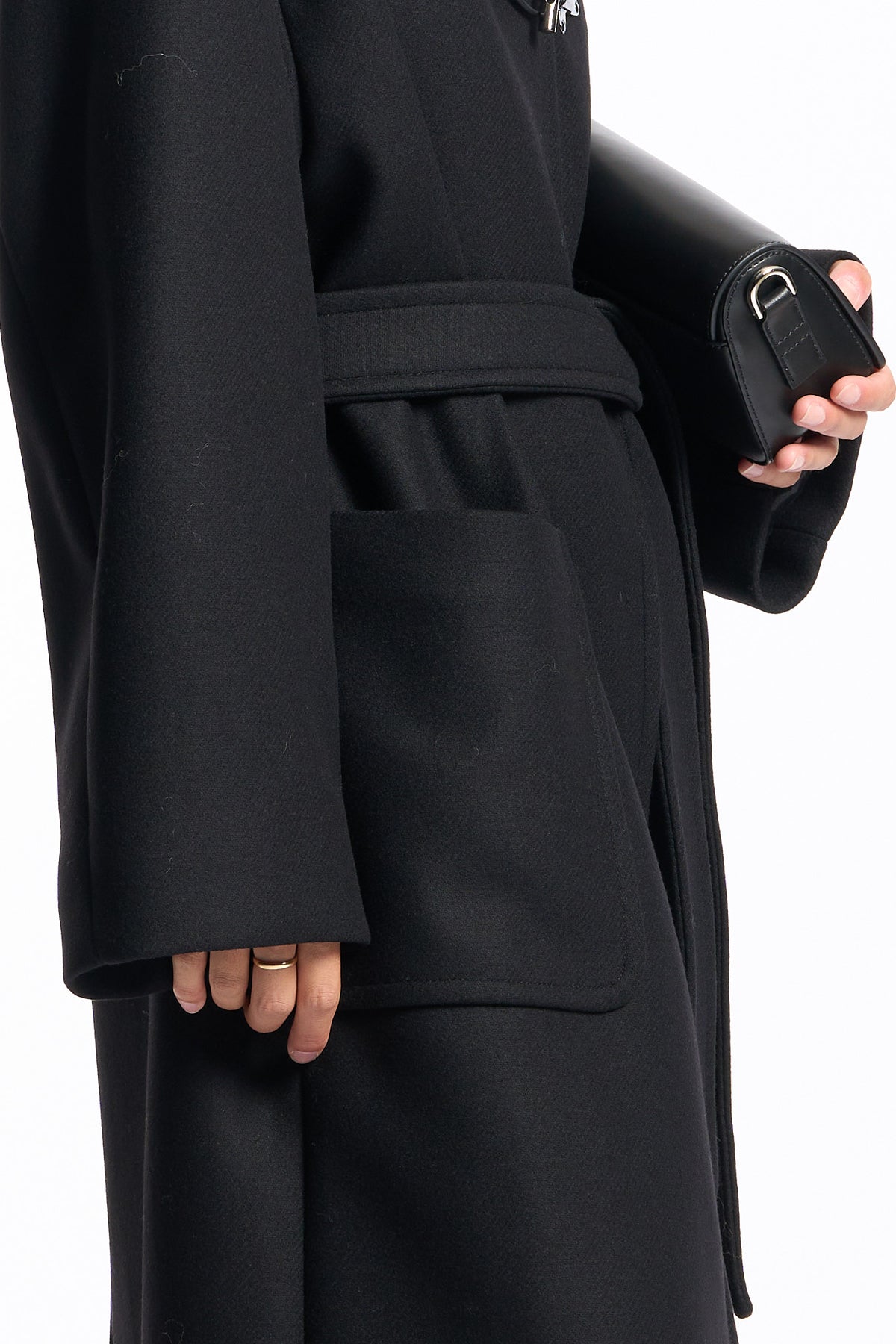 Fay Women's Black Long Toggle Coat-8