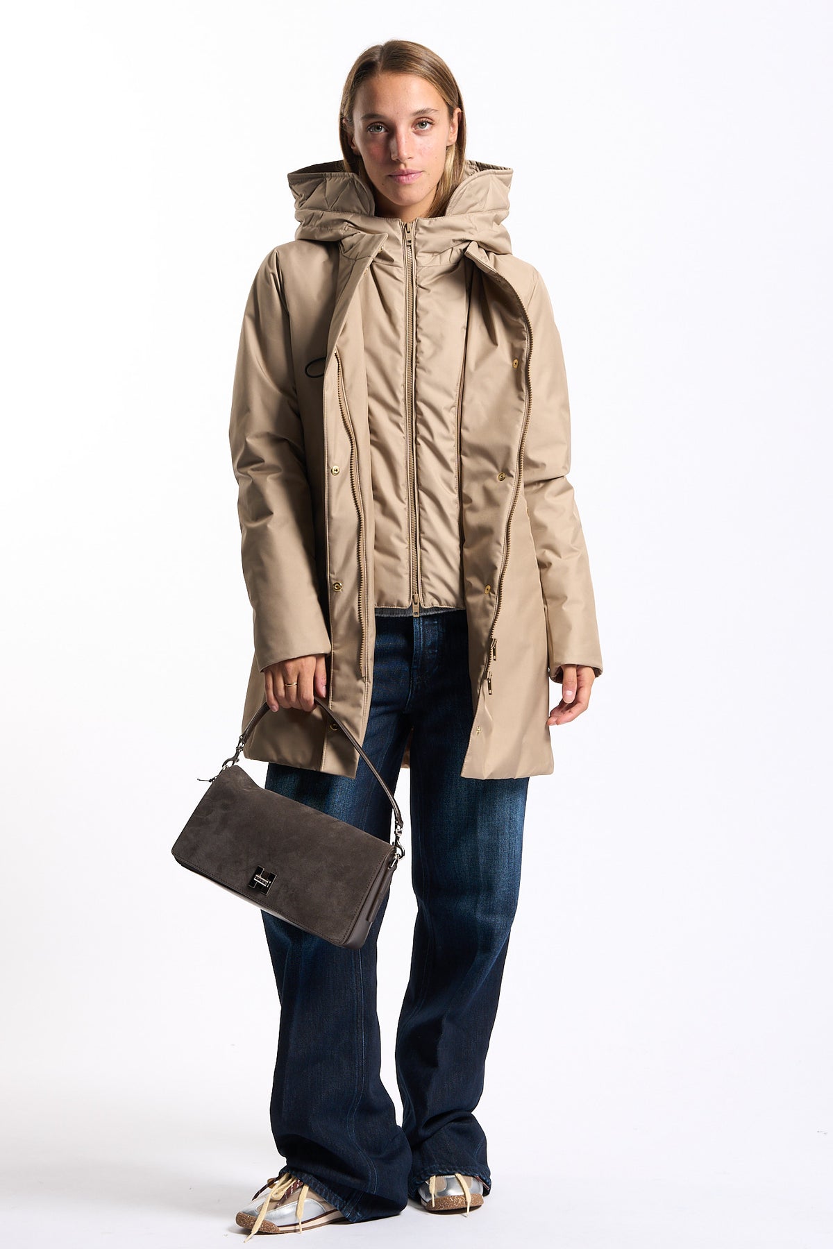 Fay Women's Technical Toggle Coat Beige-6