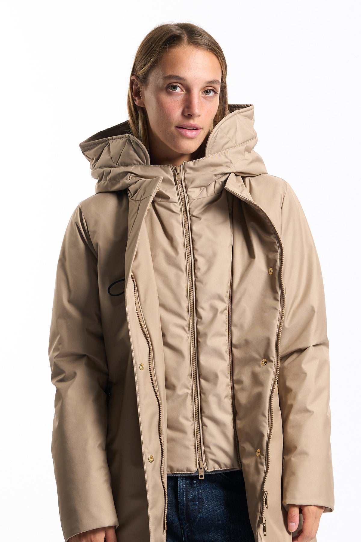 Fay Women's Technical Toggle Coat Beige-2