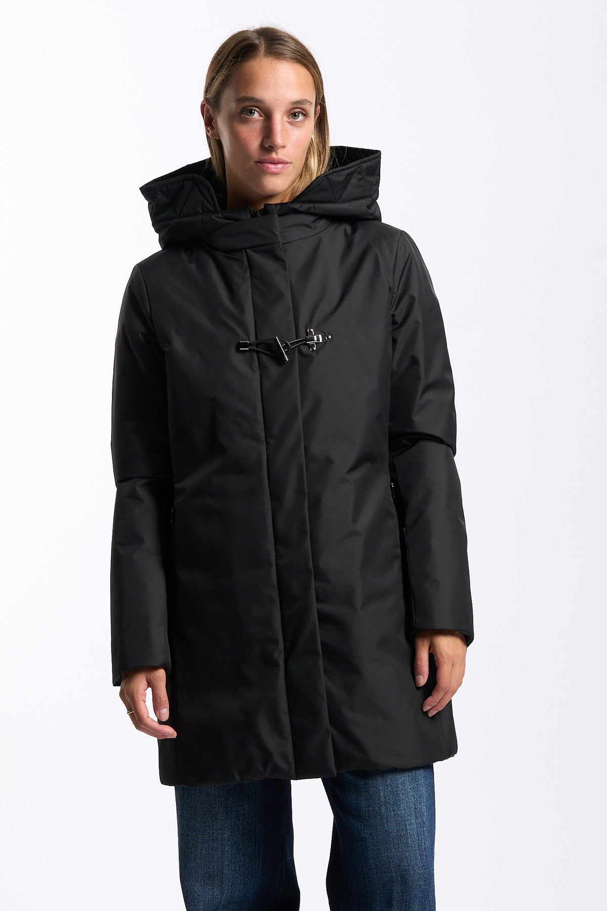 Fay Women's Black Technical Toggle Coat-1