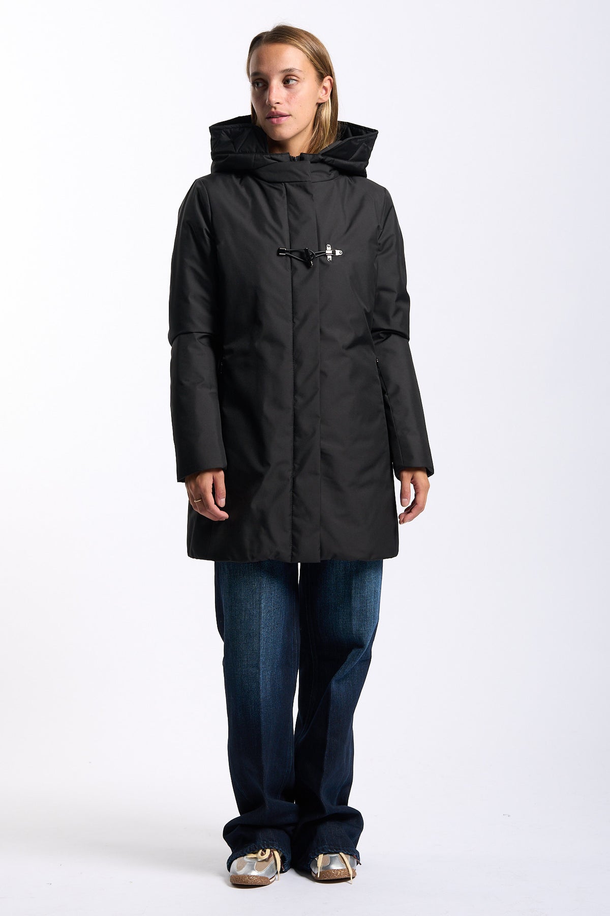 Fay Women's Black Technical Toggle Coat-3