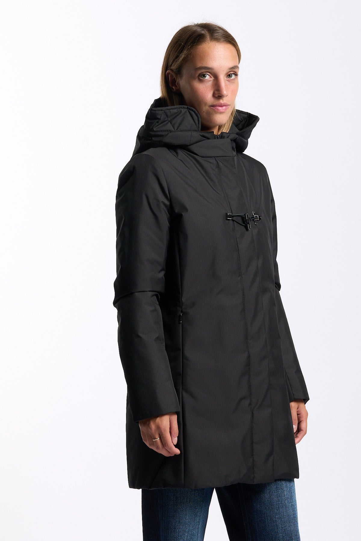 Fay Women's Black Technical Toggle Coat-4