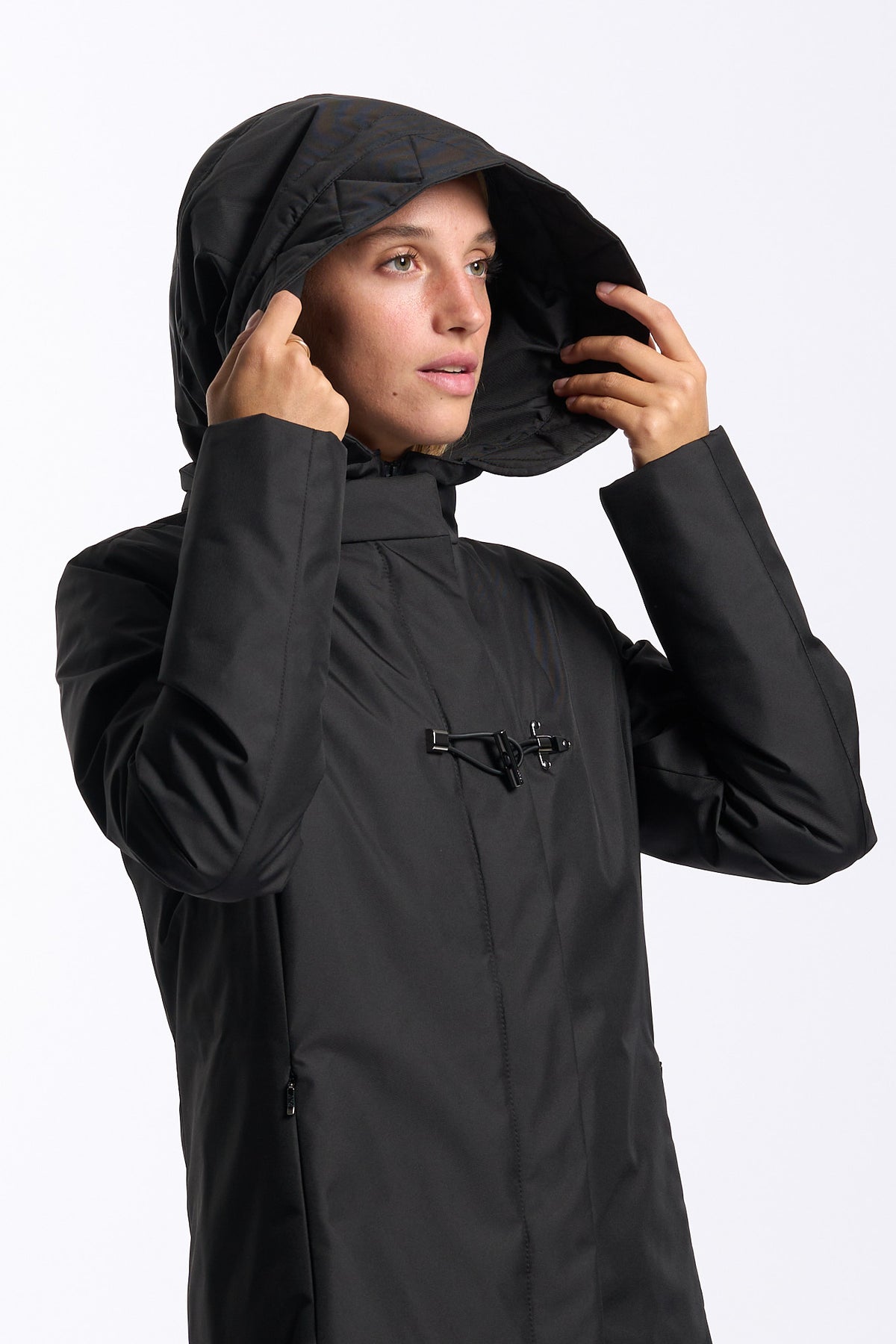 Fay Women's Black Technical Toggle Coat-5