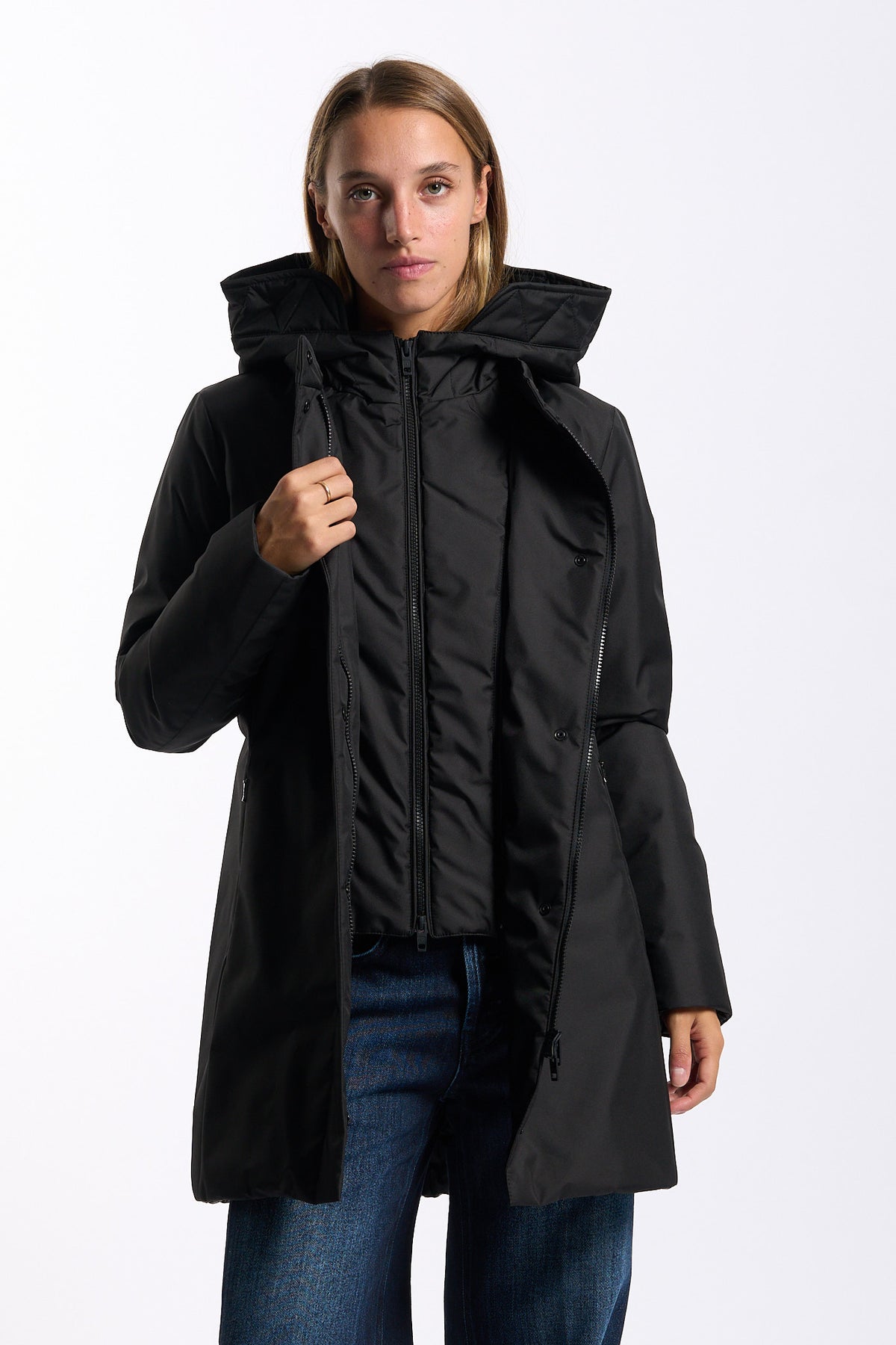 Fay Women's Black Technical Toggle Coat-2