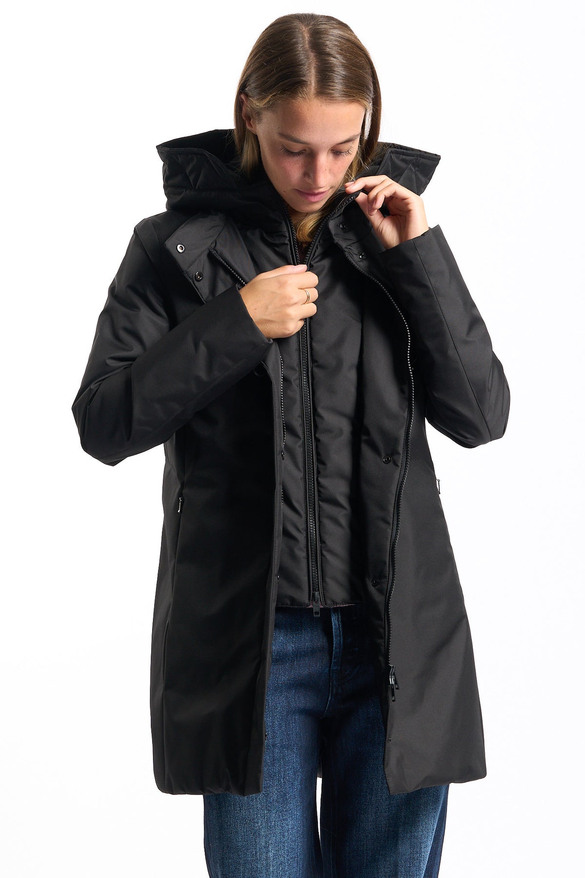 Fay Women's Black Technical Toggle Coat-8
