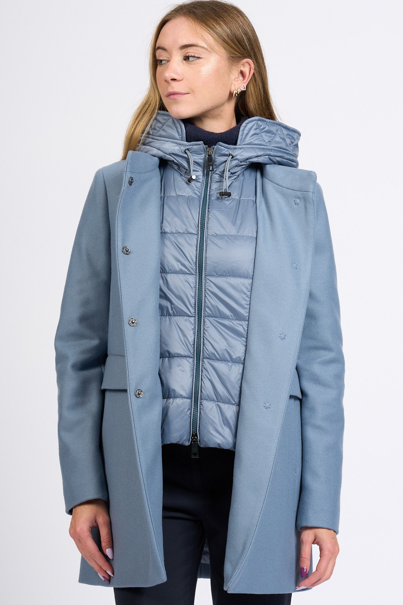 Fay Cappotto Toggle Coat Azzurro Donna-6