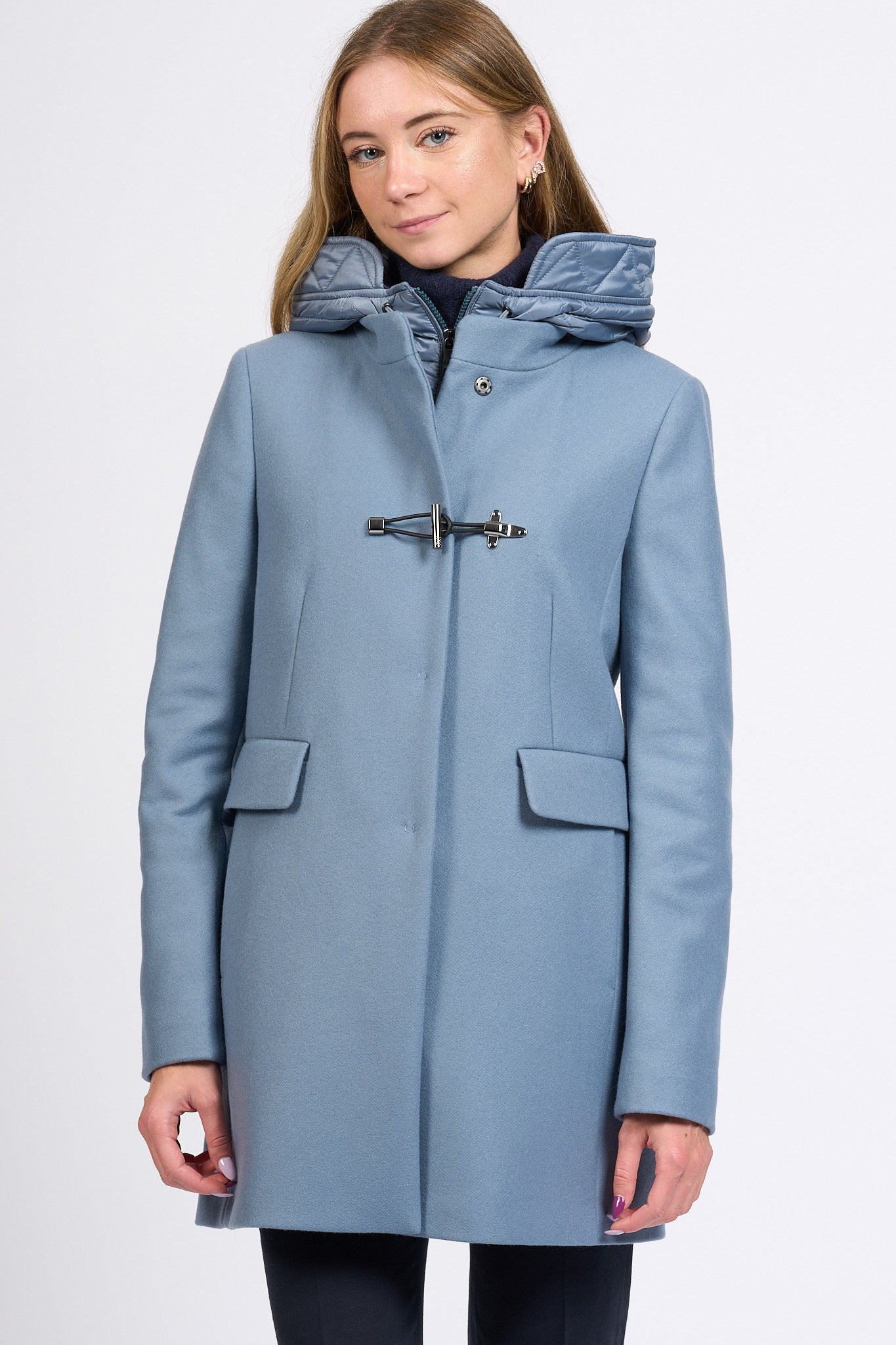 Fay Cappotto Toggle Coat Azzurro Donna-5