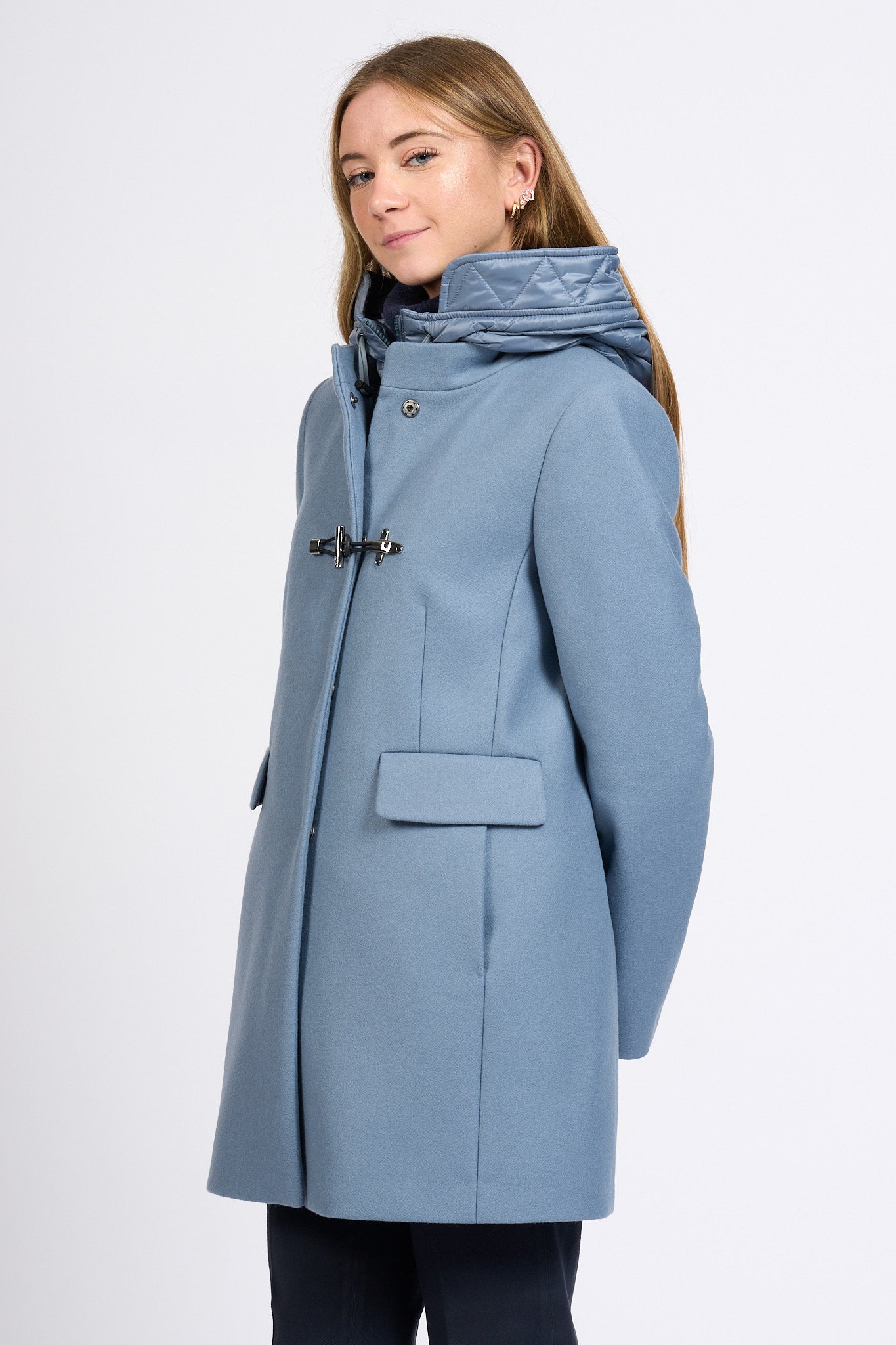 Fay Cappotto Toggle Coat Azzurro Donna-8