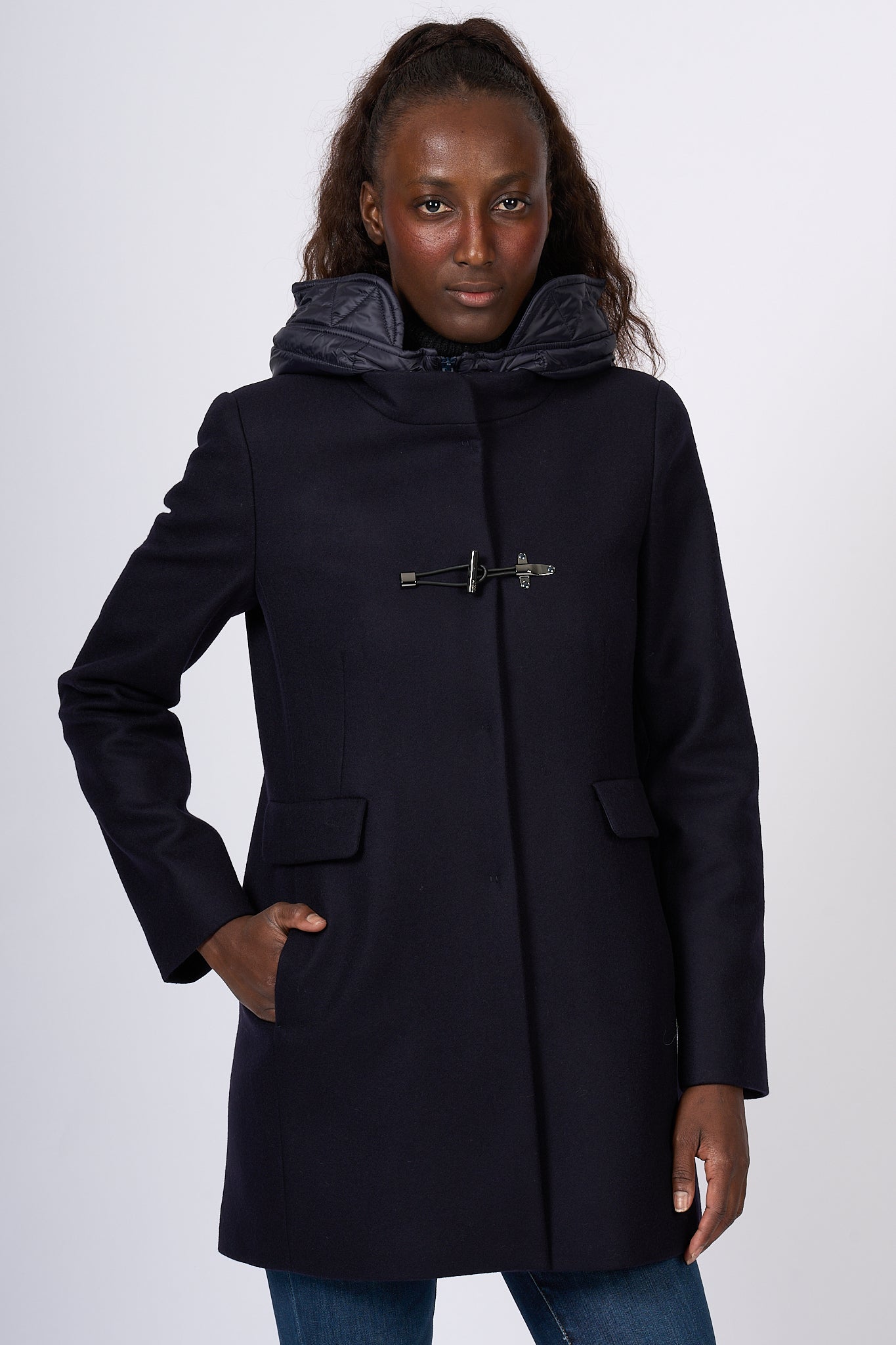 Fay Coat Toggle Coat Blue Cloth Woman-2