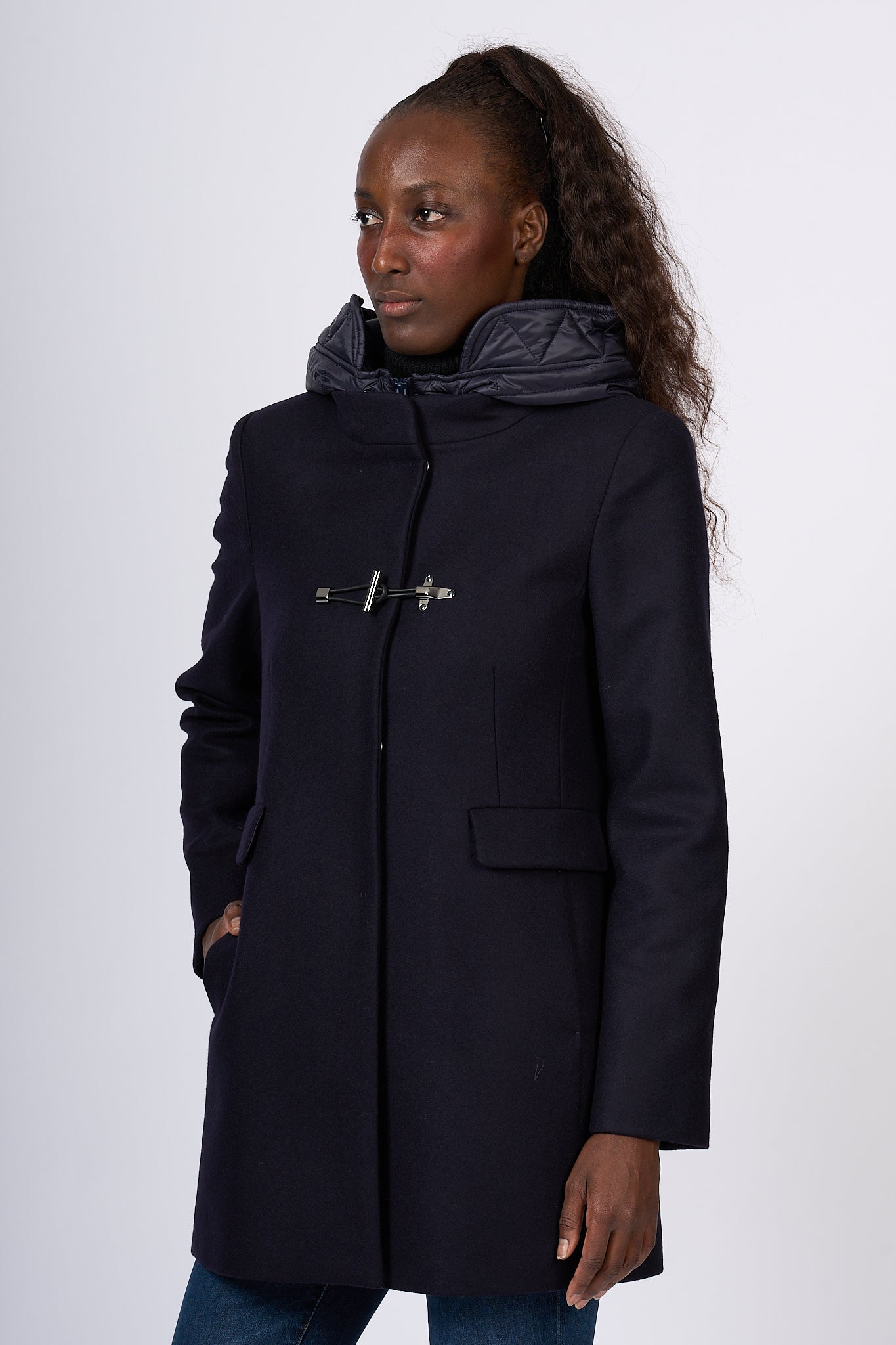 Fay Coat Toggle Coat Blue Cloth Woman-3