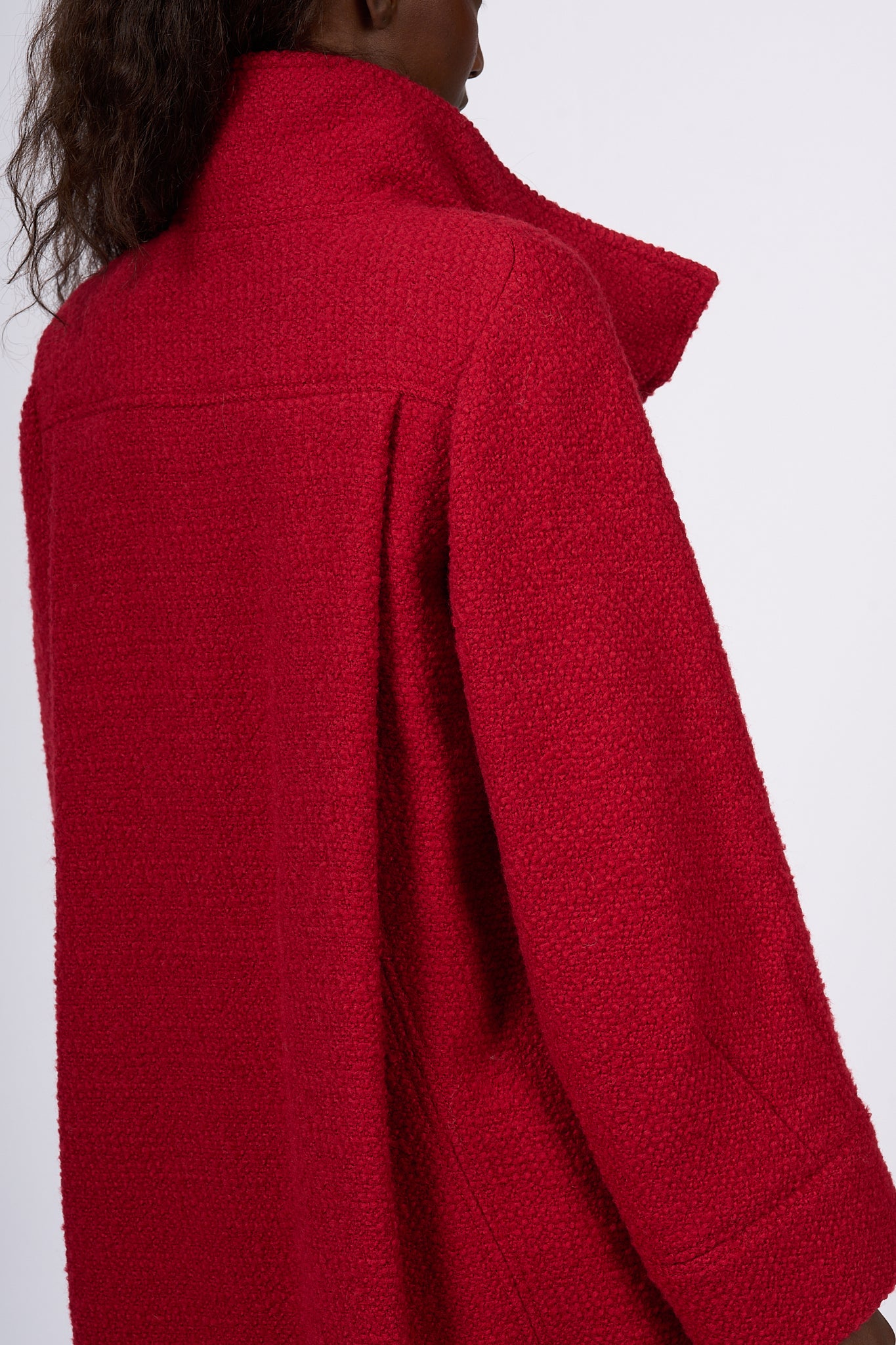 Fay Red Bouclè Wool Egg Coat for Women-7