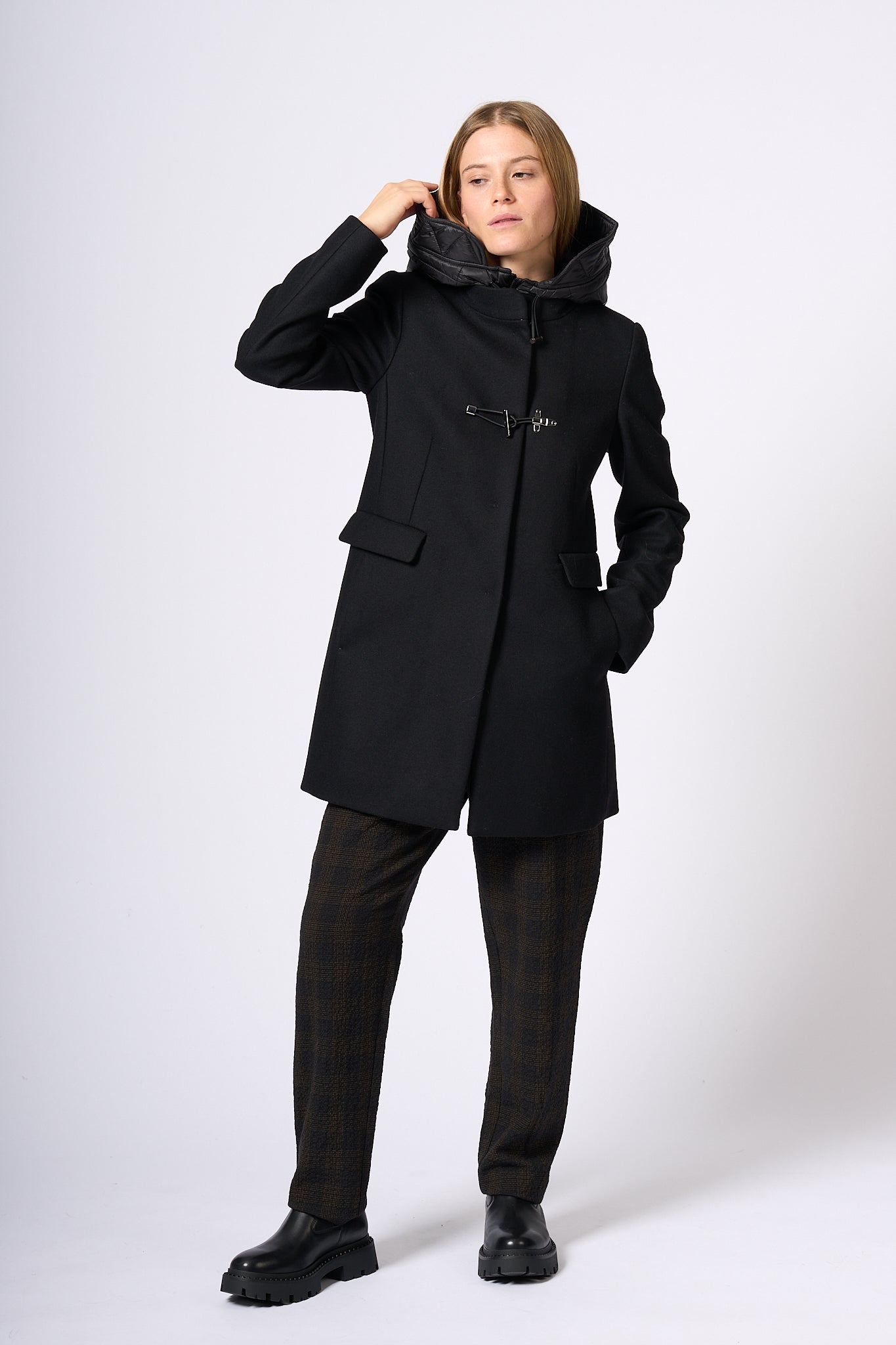 Fay Cappotto Toggle Coat Nero Donna-4