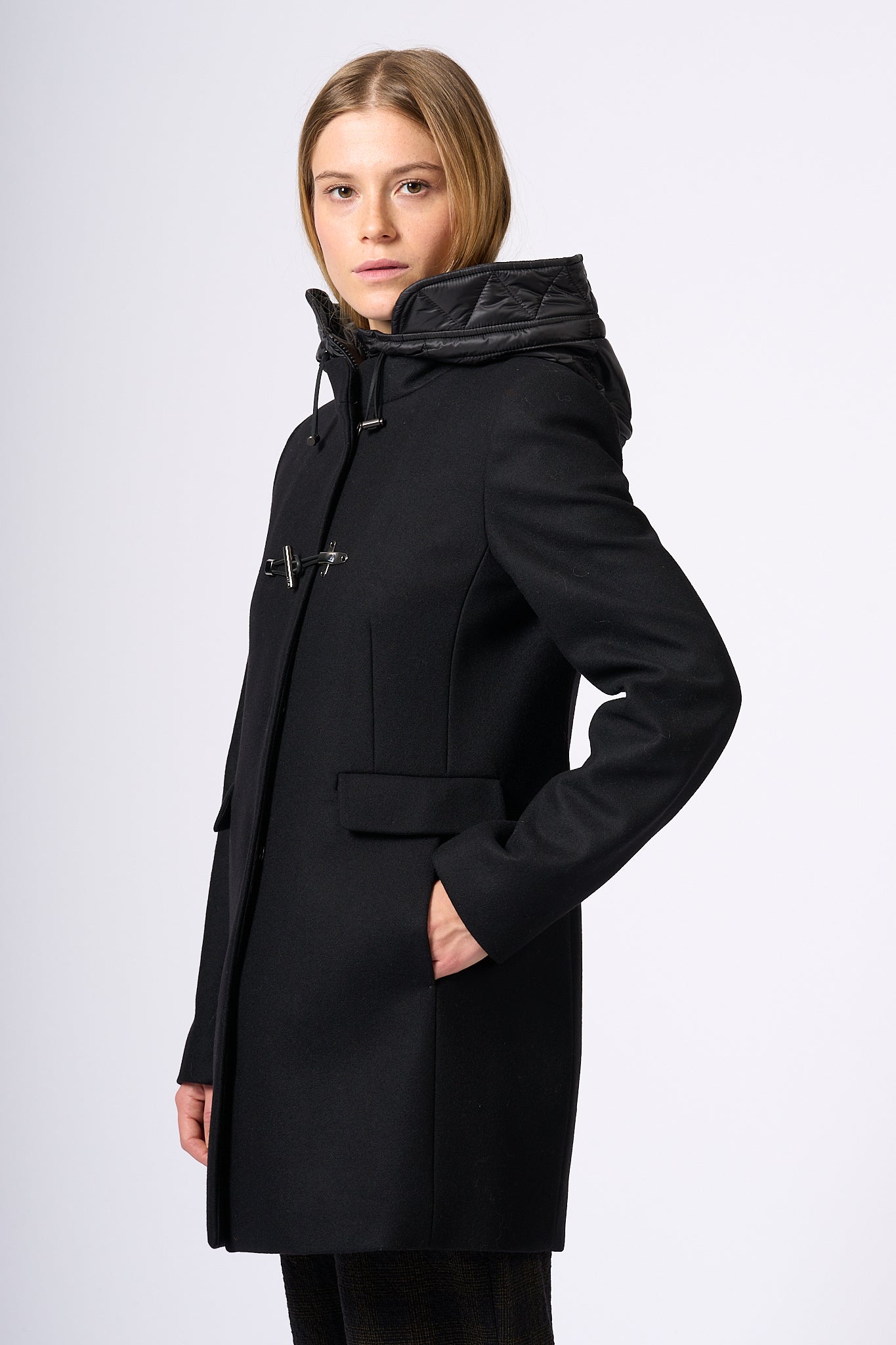 Fay Cappotto Toggle Coat Nero Donna-3