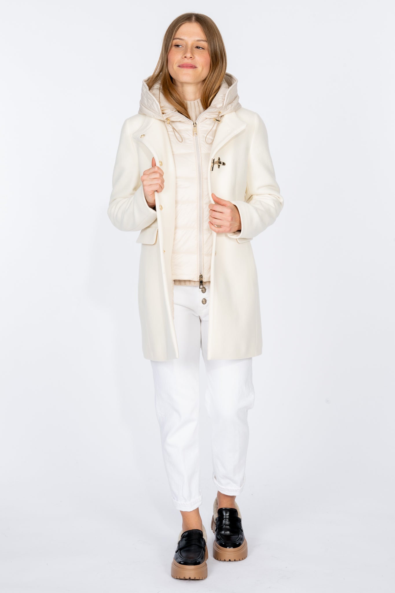 Fay Coat Toggle Coat Ivory Cloth Woman-3