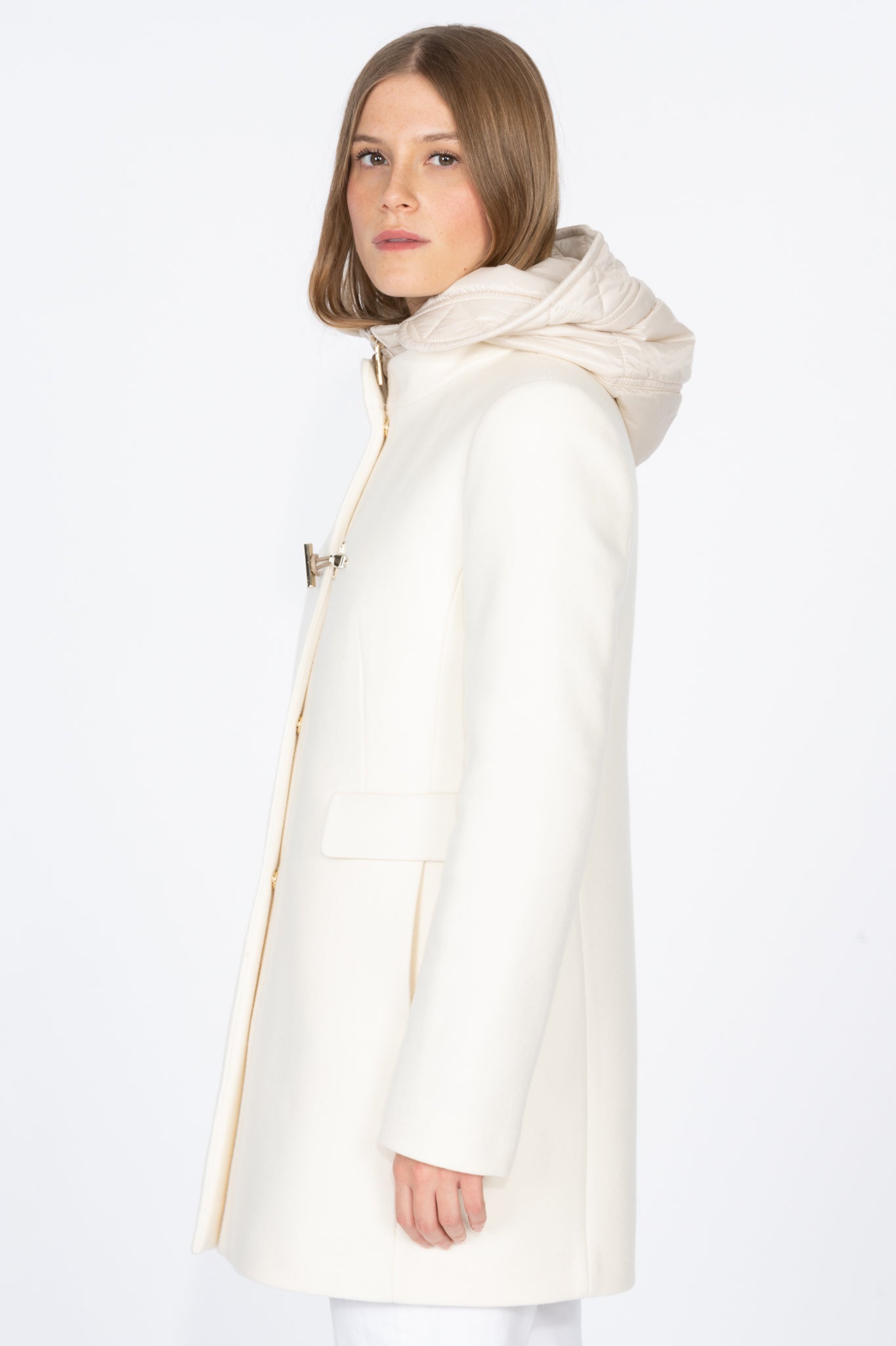 Fay Coat Toggle Coat Ivory Cloth Woman-5