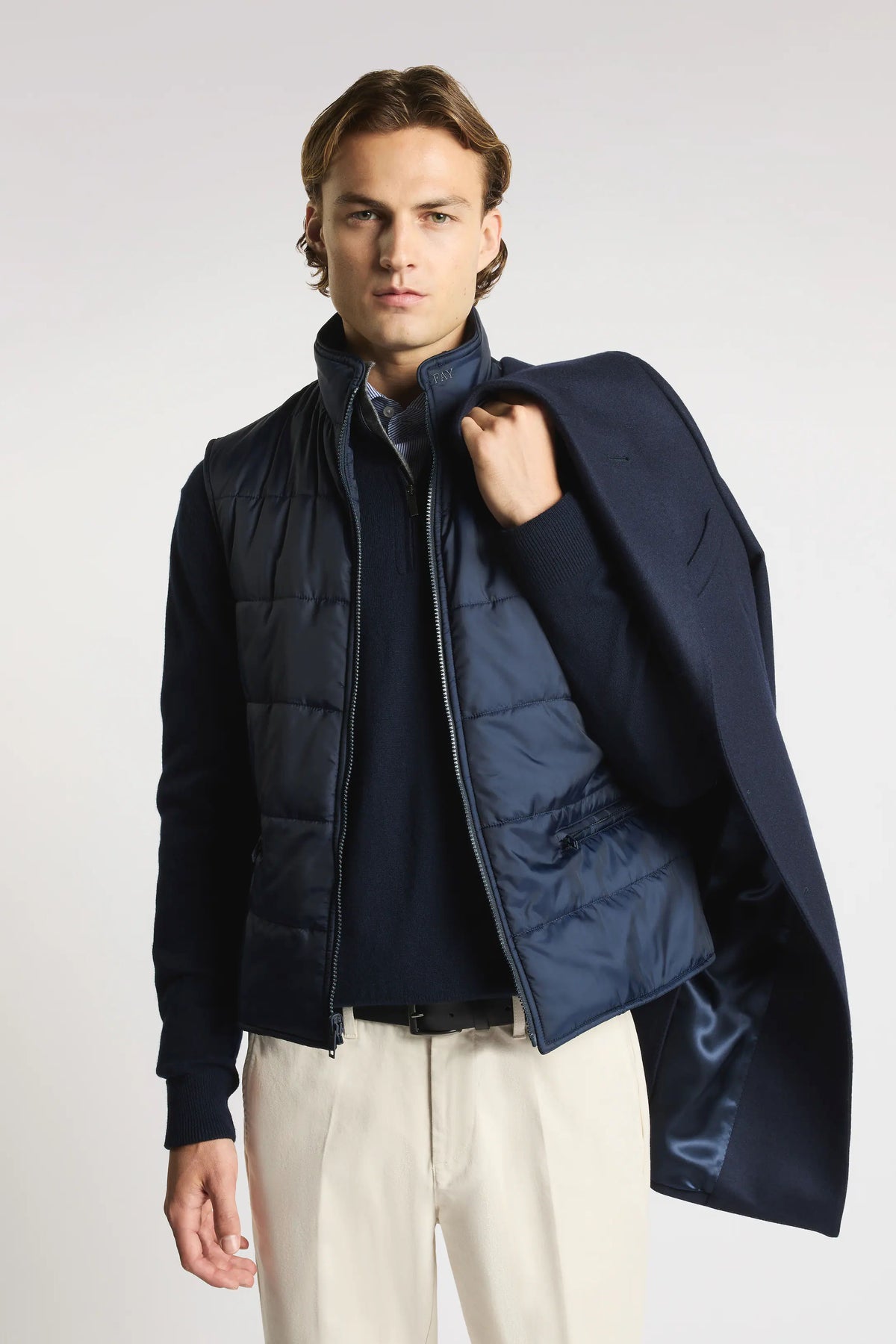 Fay Double Coat lana cachemire blu uomo NAM53531390GAHU802-4