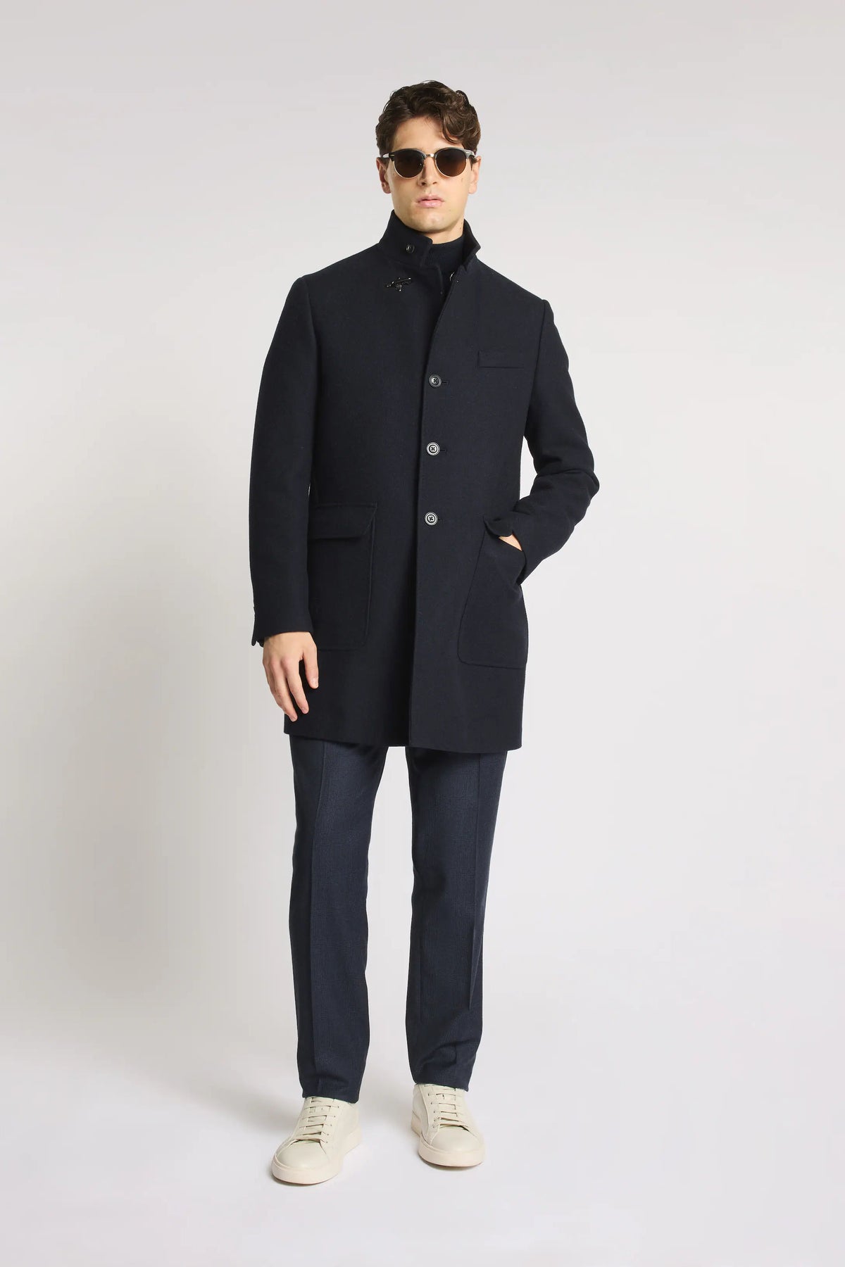 Fay Duty Coat Panno Uomo blu denim NAM54530250YOJU808-2