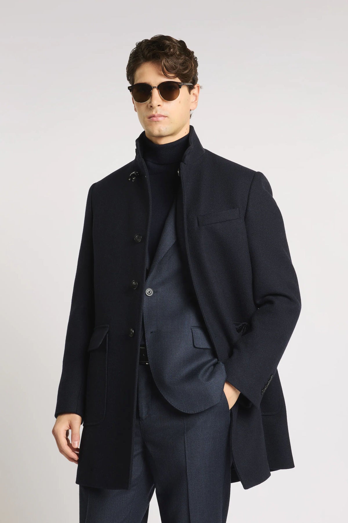 Fay Duty Coat Panno Uomo blu denim NAM54530250YOJU808-1