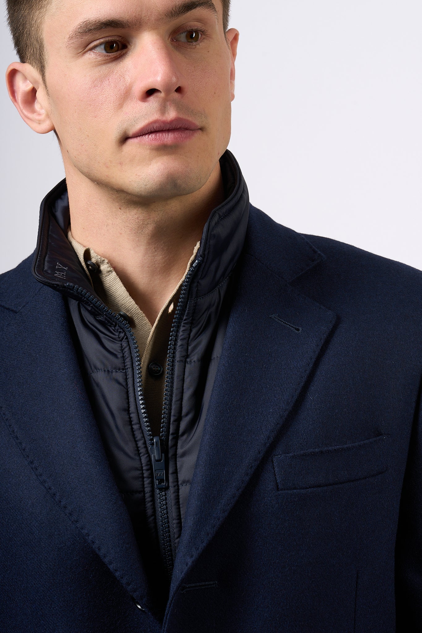 Fay Easy Double Coat Blu Uomo-5