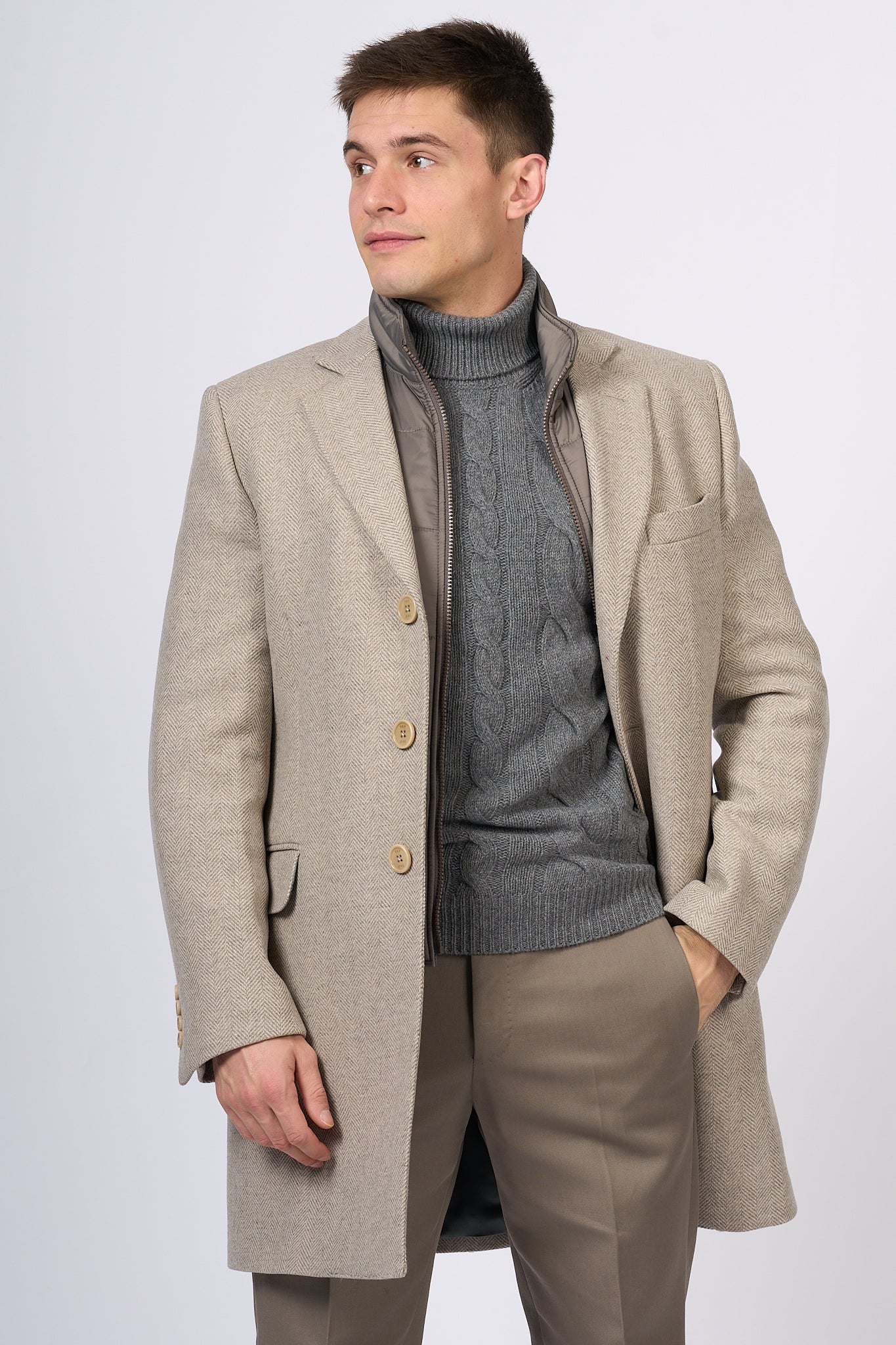 Fay Easy Double Coat Beige Uomo-2