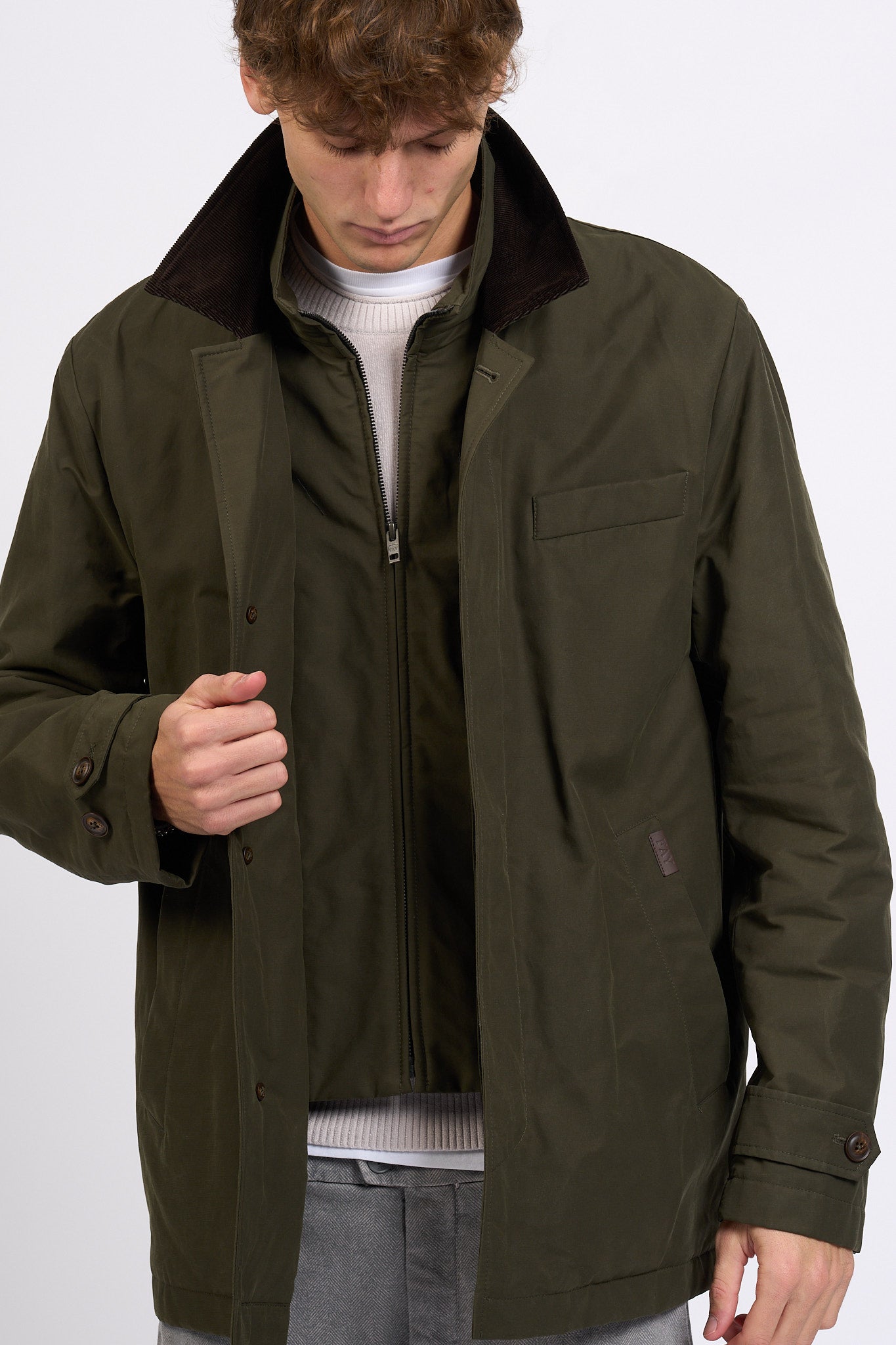 Fay Giaccone Morning Raincoat Verde Uomo-6