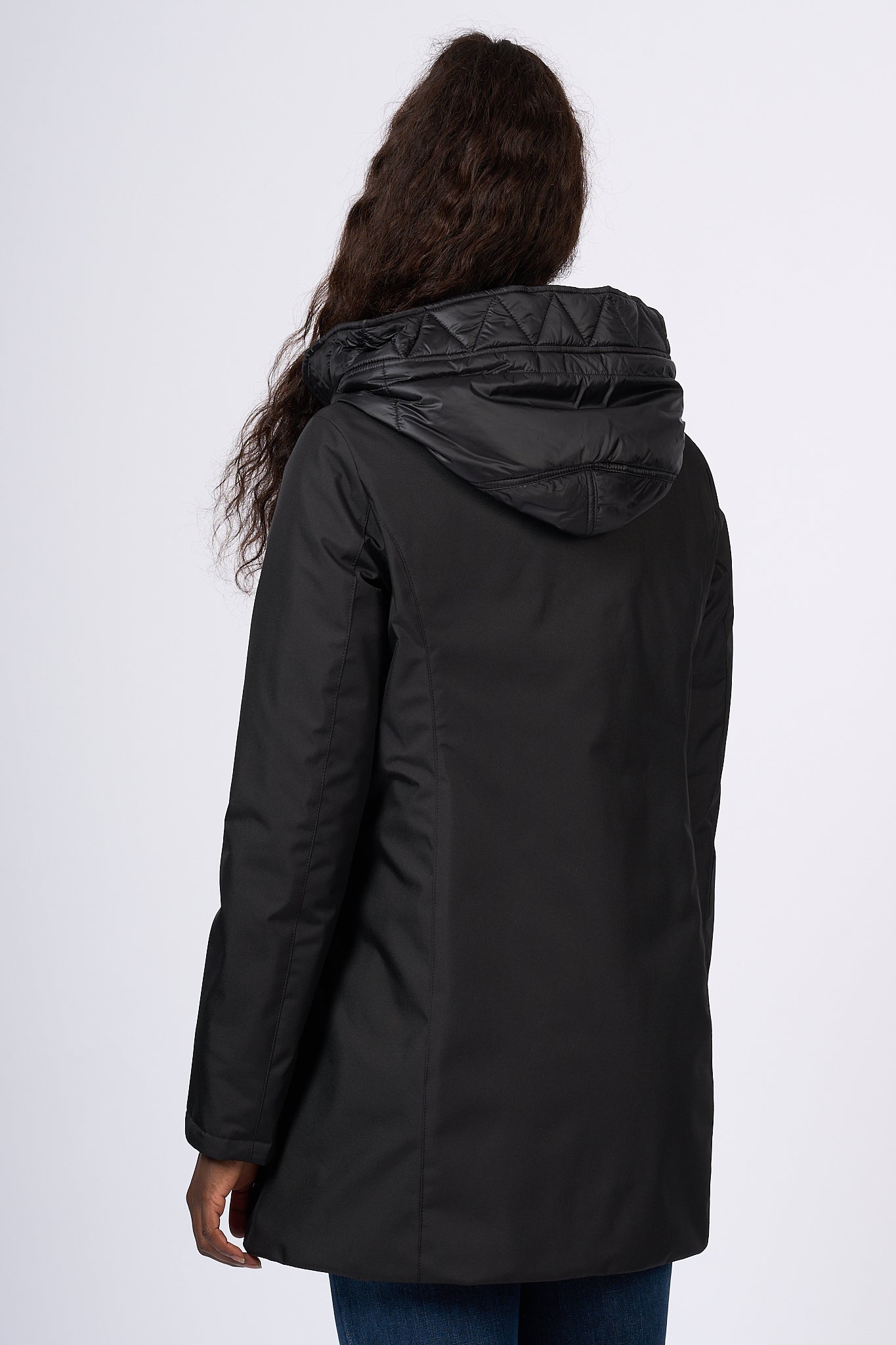 Fay Giaccone Toggle Coat in Nylon Nero Donna-4