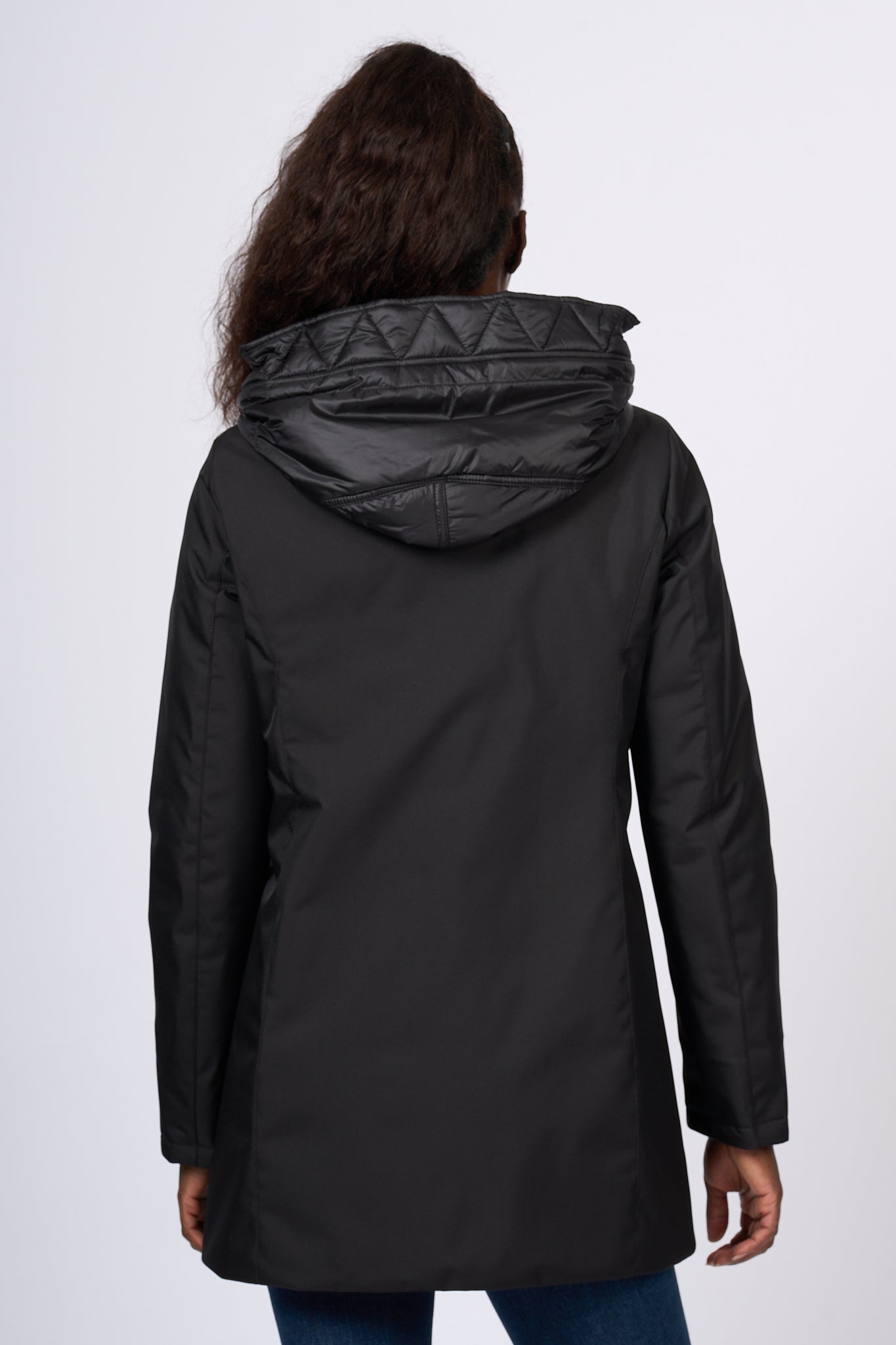 Fay Giaccone Toggle Coat in Nylon Nero Donna-5