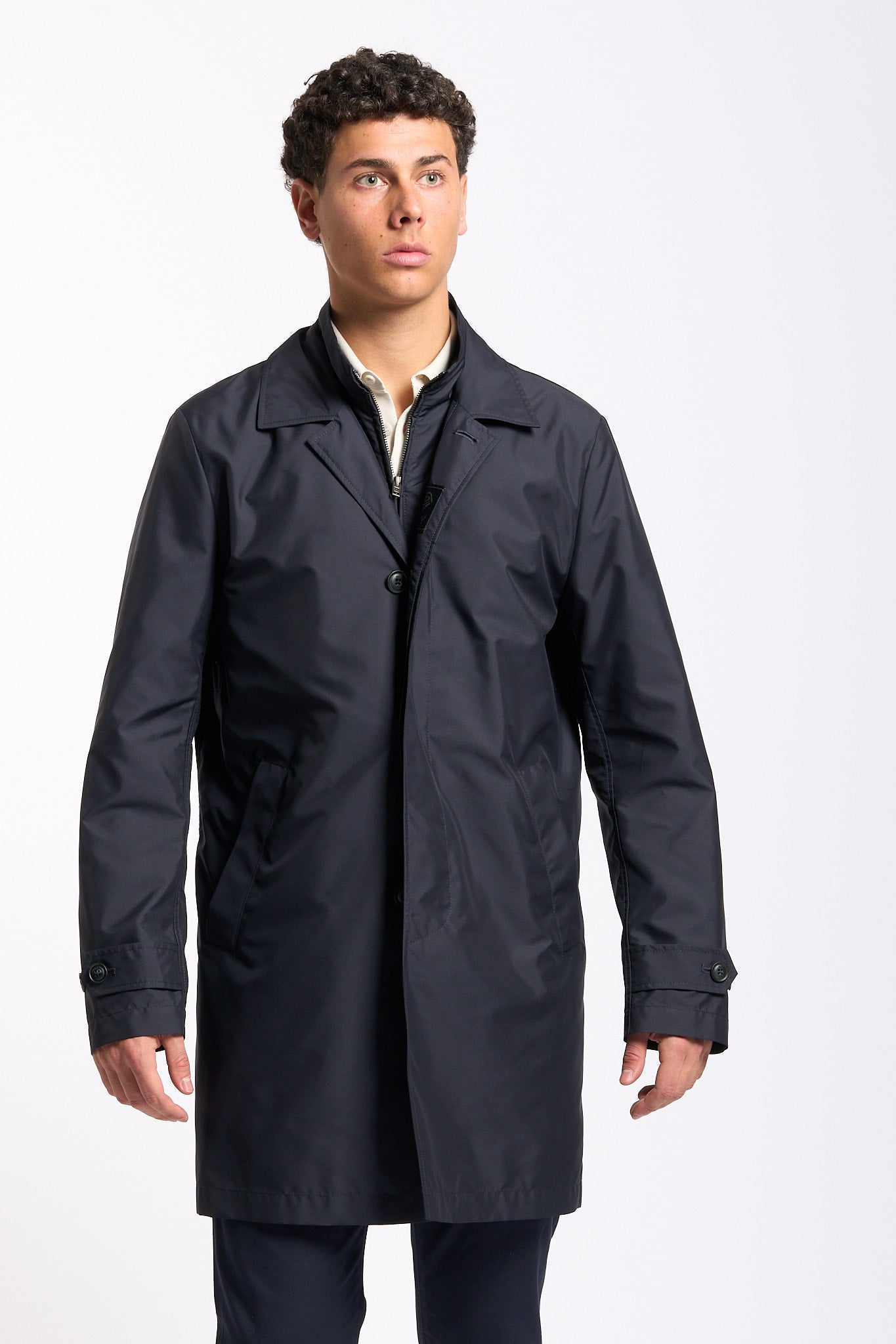 Fay Impermeabile Morning Coat Tecnico Blu Uomo-3