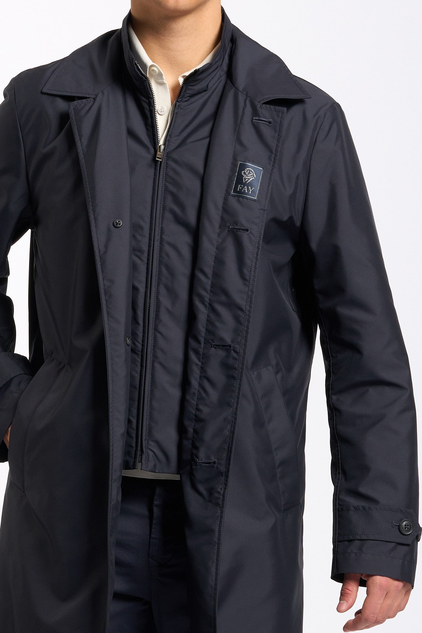 Fay Impermeabile Morning Coat Tecnico Blu Uomo-2