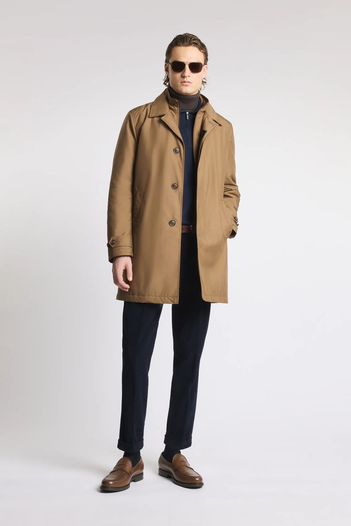 Fay Morning Db Front uomo, giaccone sabbia con bottoni-2