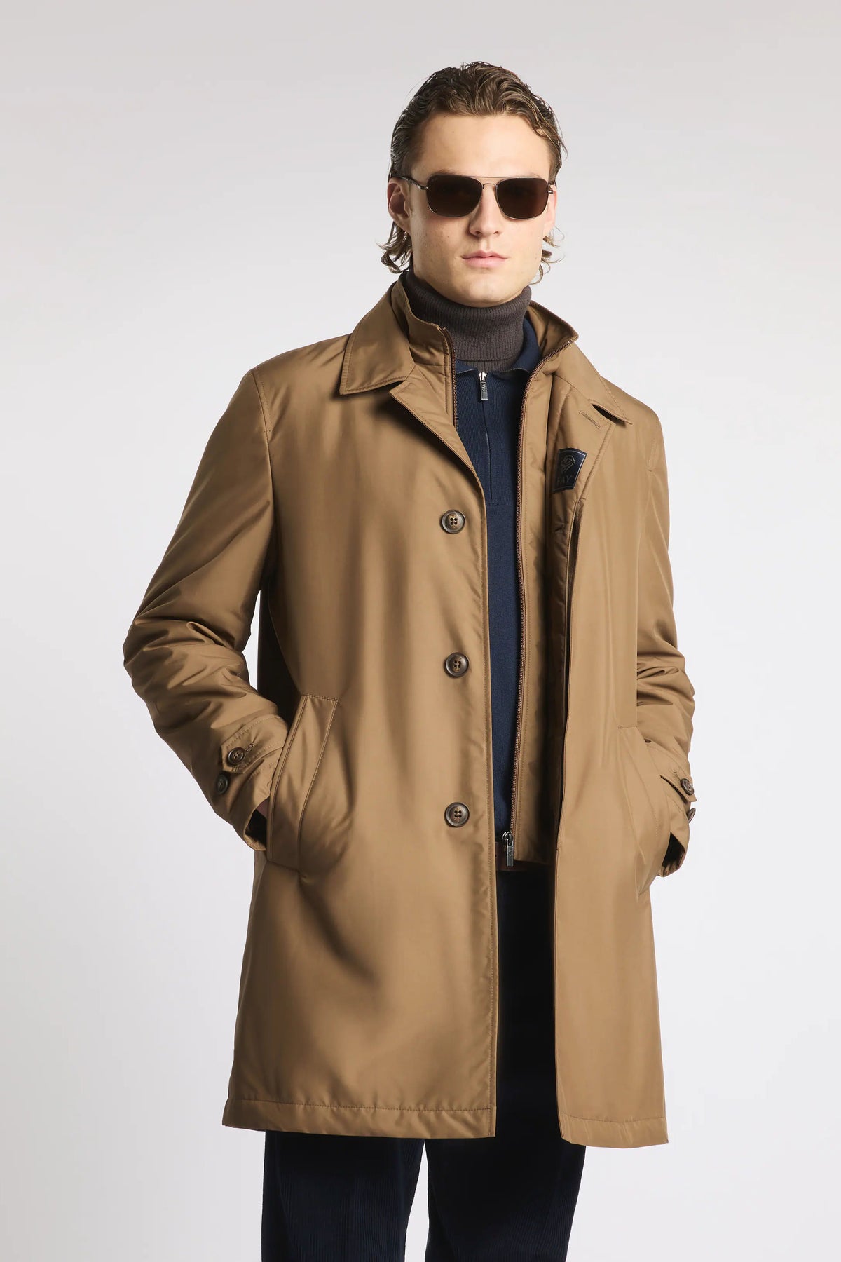 Fay Morning Db Front uomo, giaccone sabbia con bottoni-1