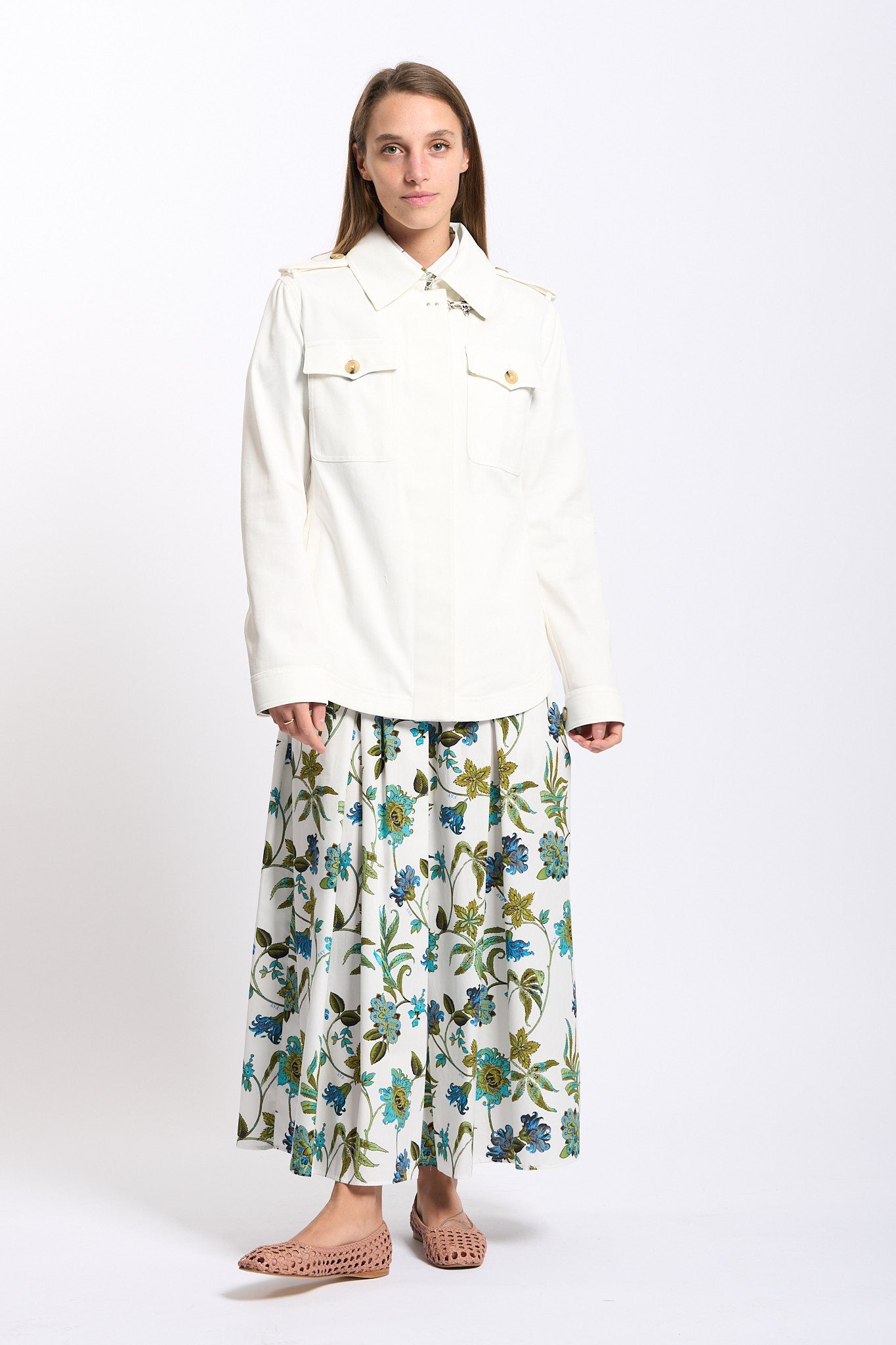 Fay Shirt Jacket Bianco/Verde Donna-4