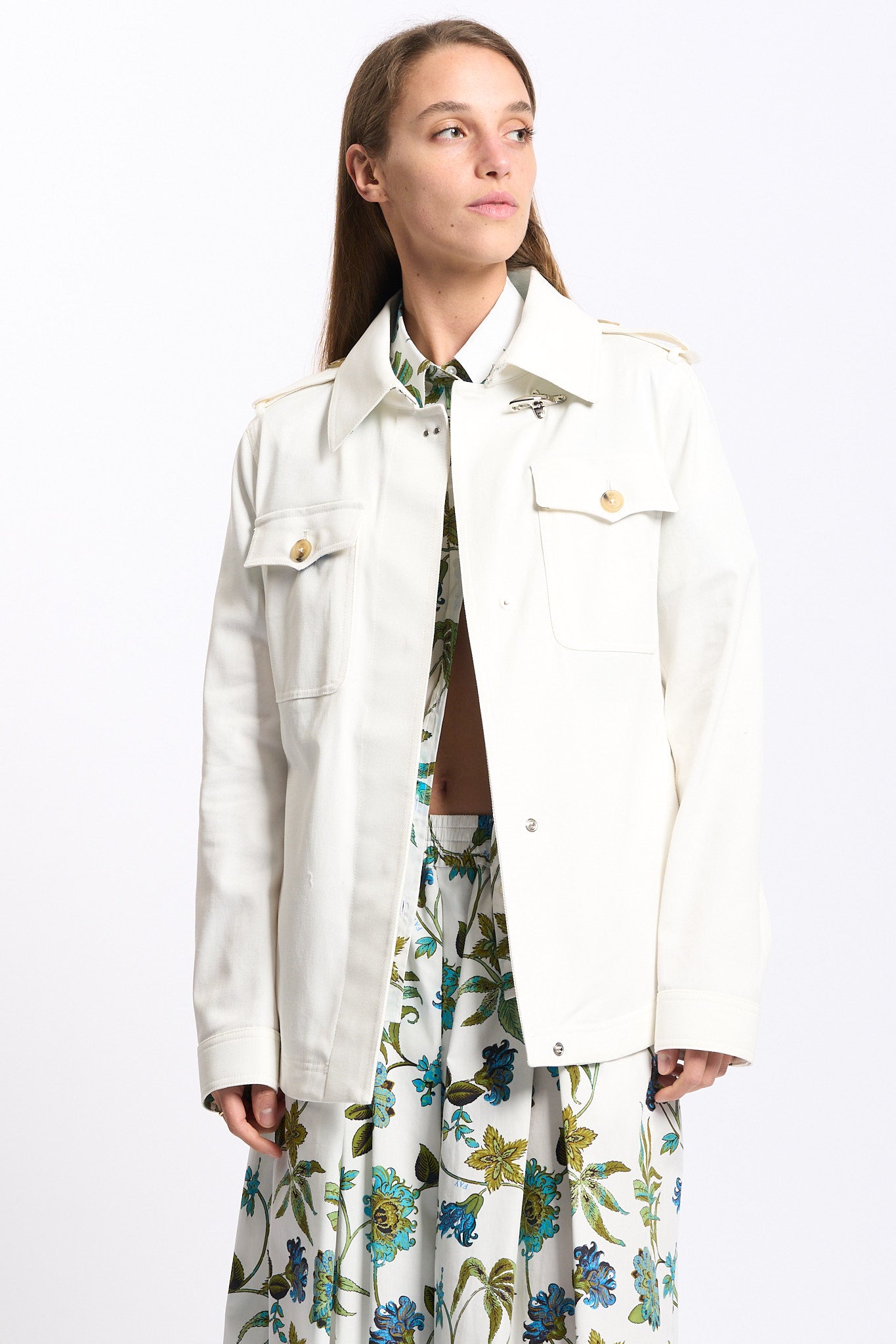 Fay Shirt Jacket Bianco/Verde Donna-1