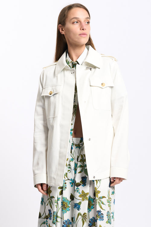 Fay Shirt Jacket Bianco/Verde Donna