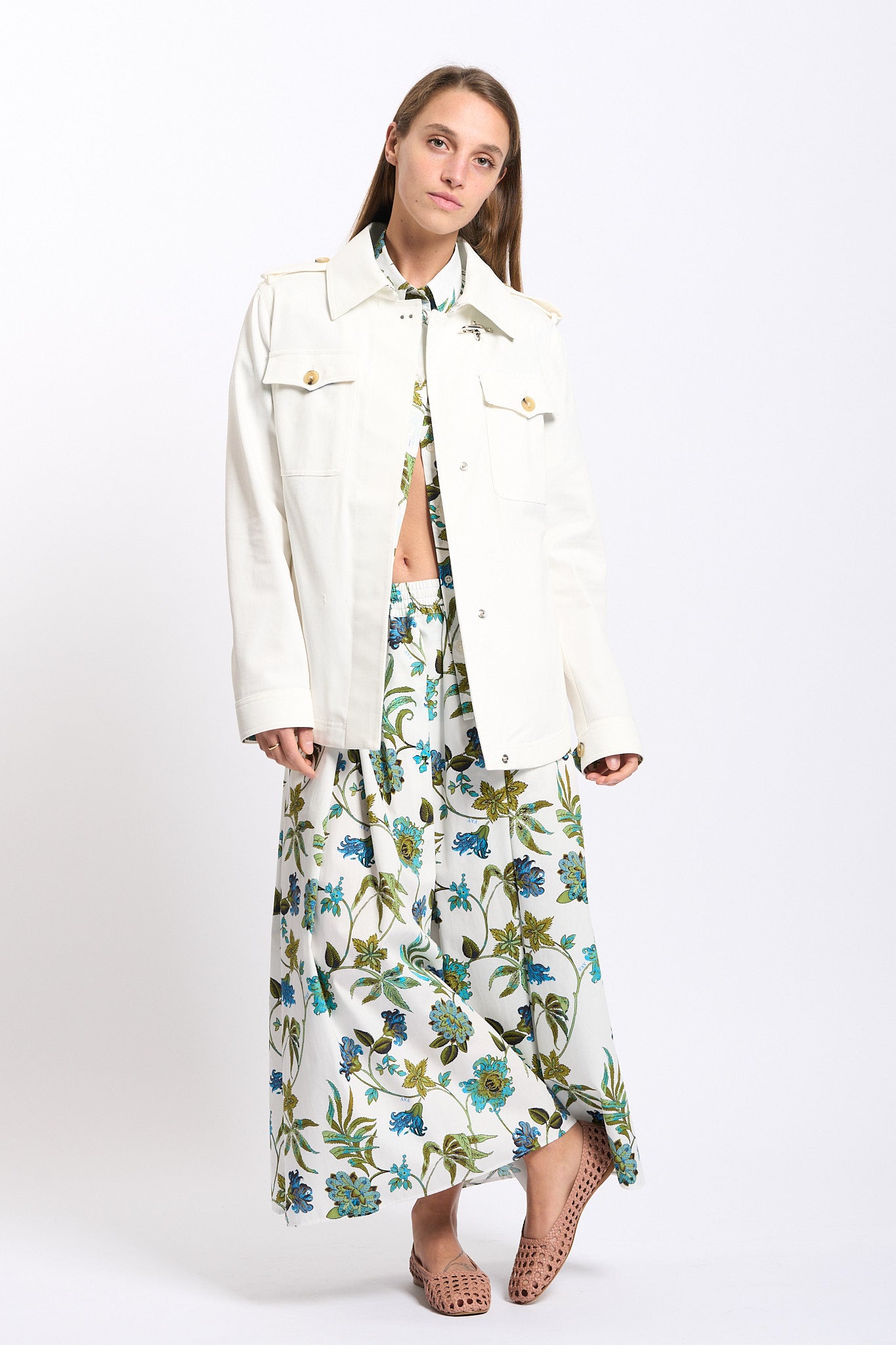 Fay Shirt Jacket Bianco/Verde Donna-6