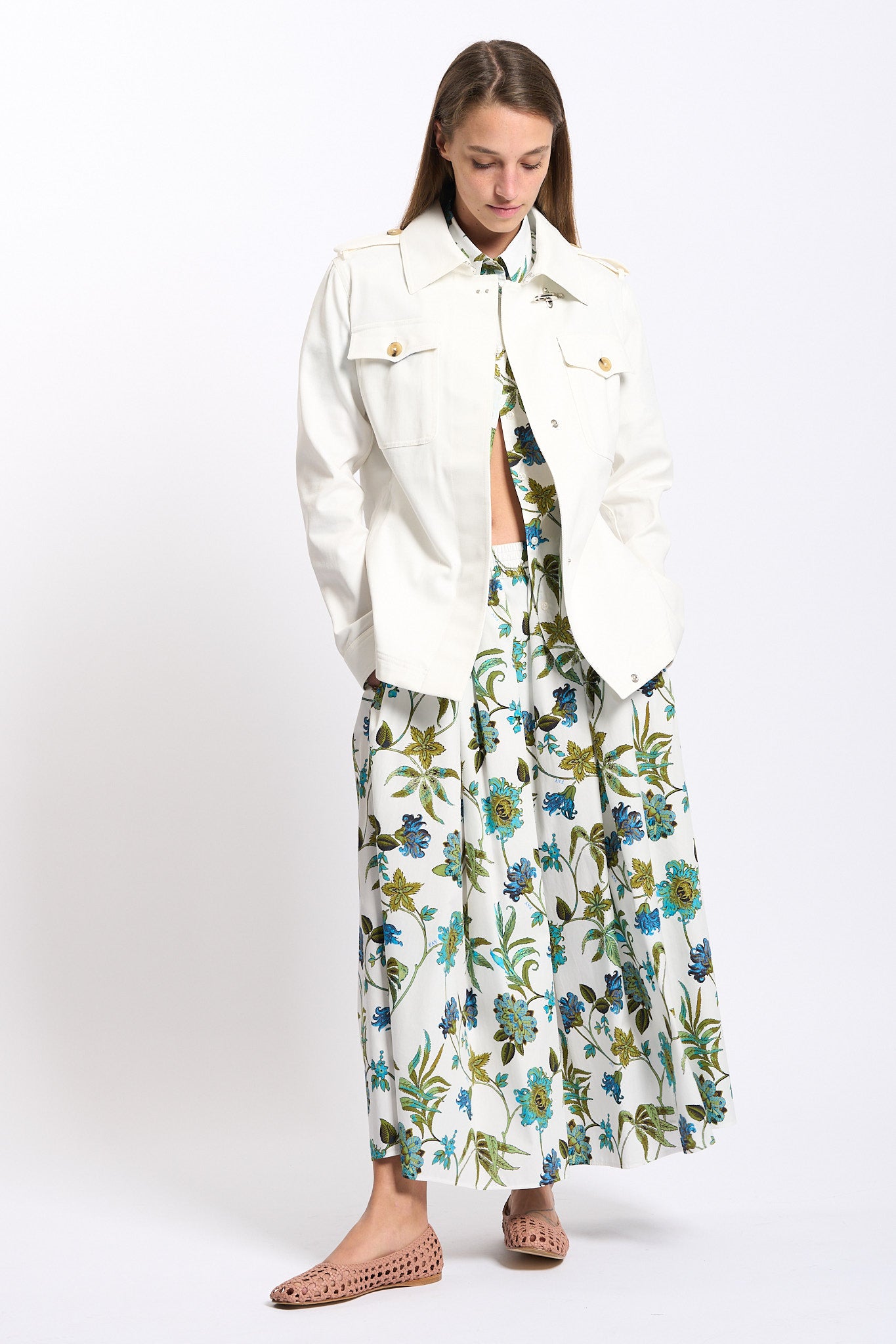Fay Shirt Jacket Bianco/Verde Donna-3