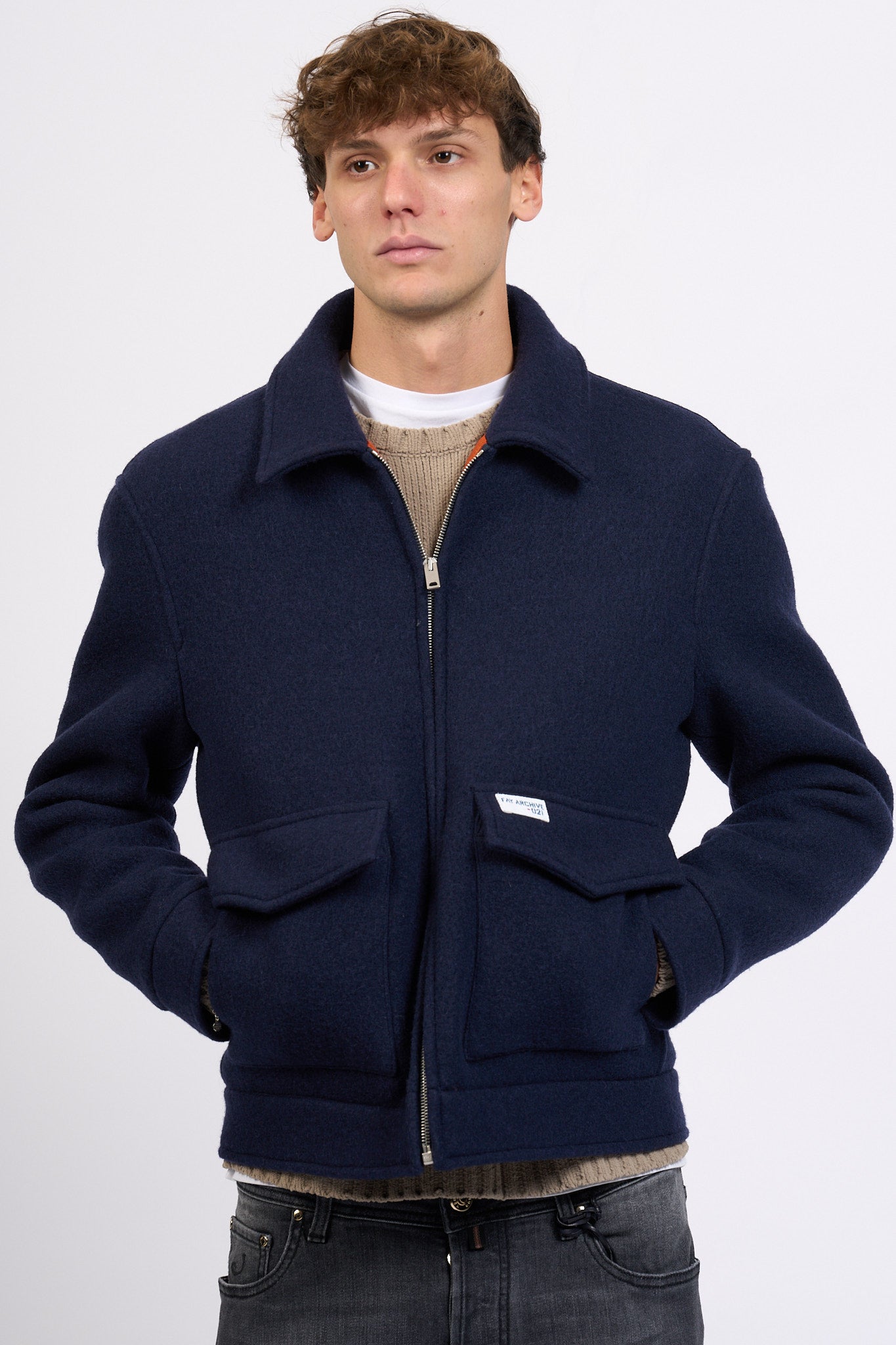 Fay Truck Jkt in Panno Blu Navy Uomo-1