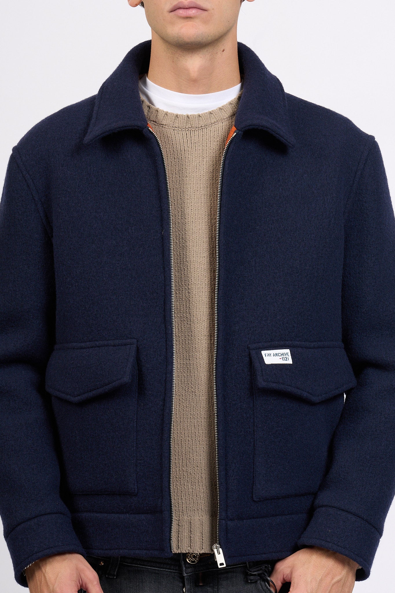 Fay Truck Jkt in Panno Blu Navy Uomo-6
