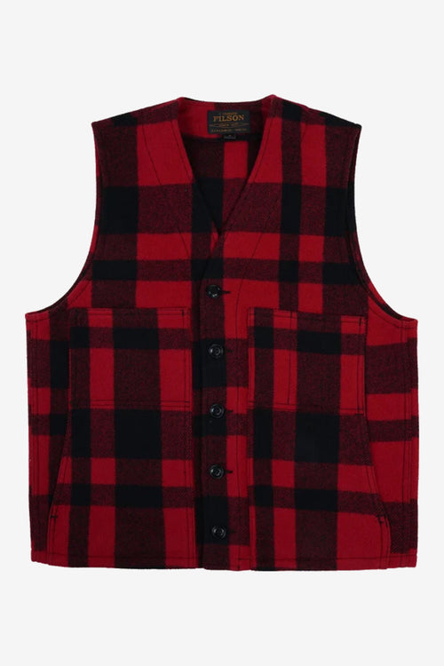 Filson Gilet MACKINAW Lana Uomo rosso/nero a quadri