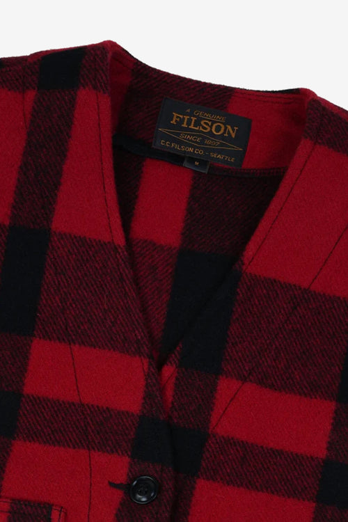 Filson Gilet MACKINAW Lana Uomo rosso/nero a quadri-2