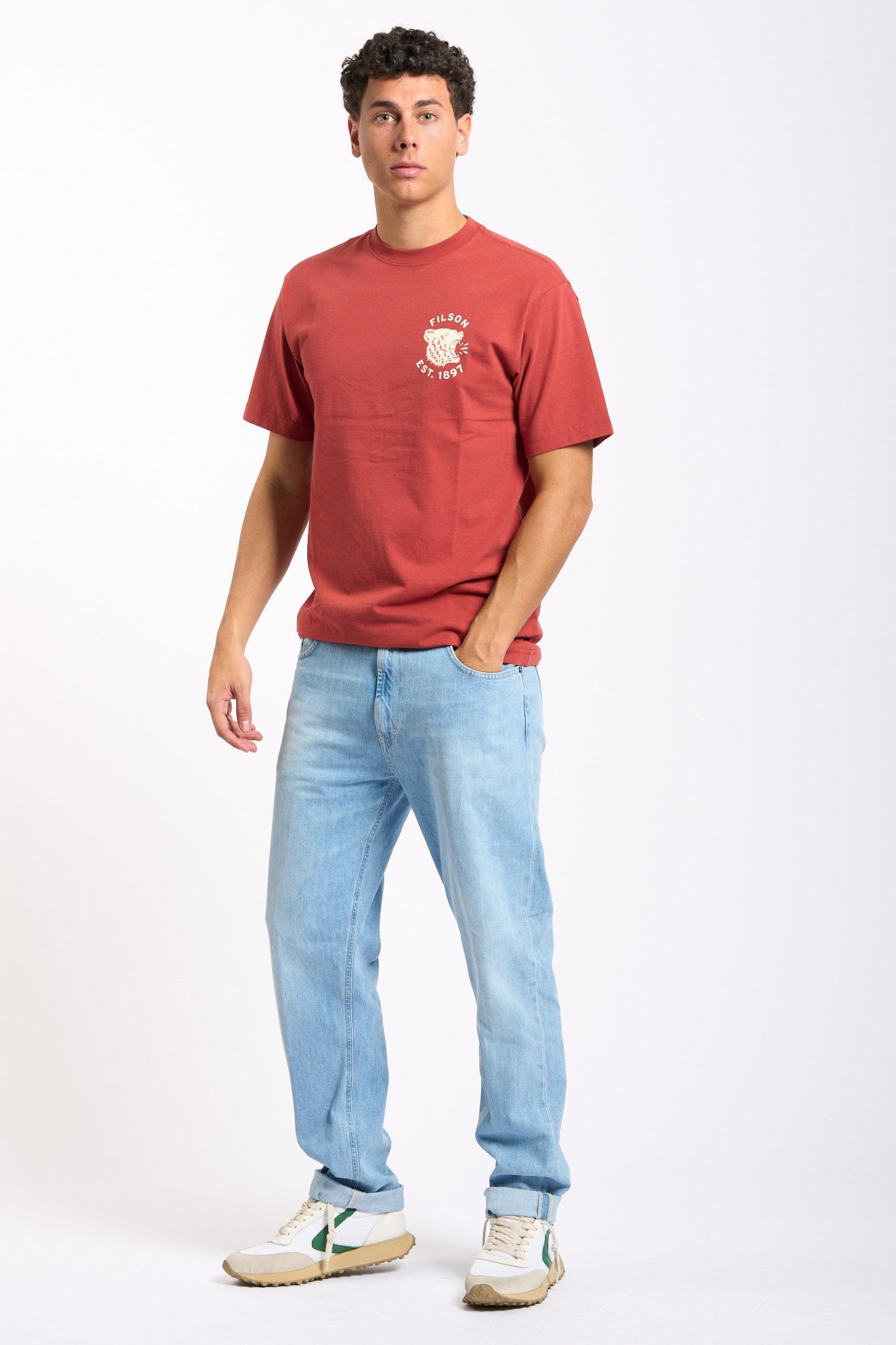 Filson T-Shirt Stampa Orso Retro Rosso Uomo-2