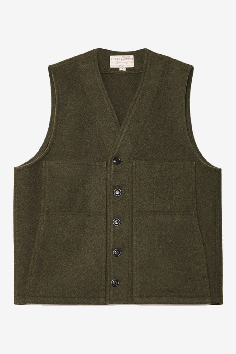Filson Gilet MACKINAW Lana Verdone da uomo con bottoni-1