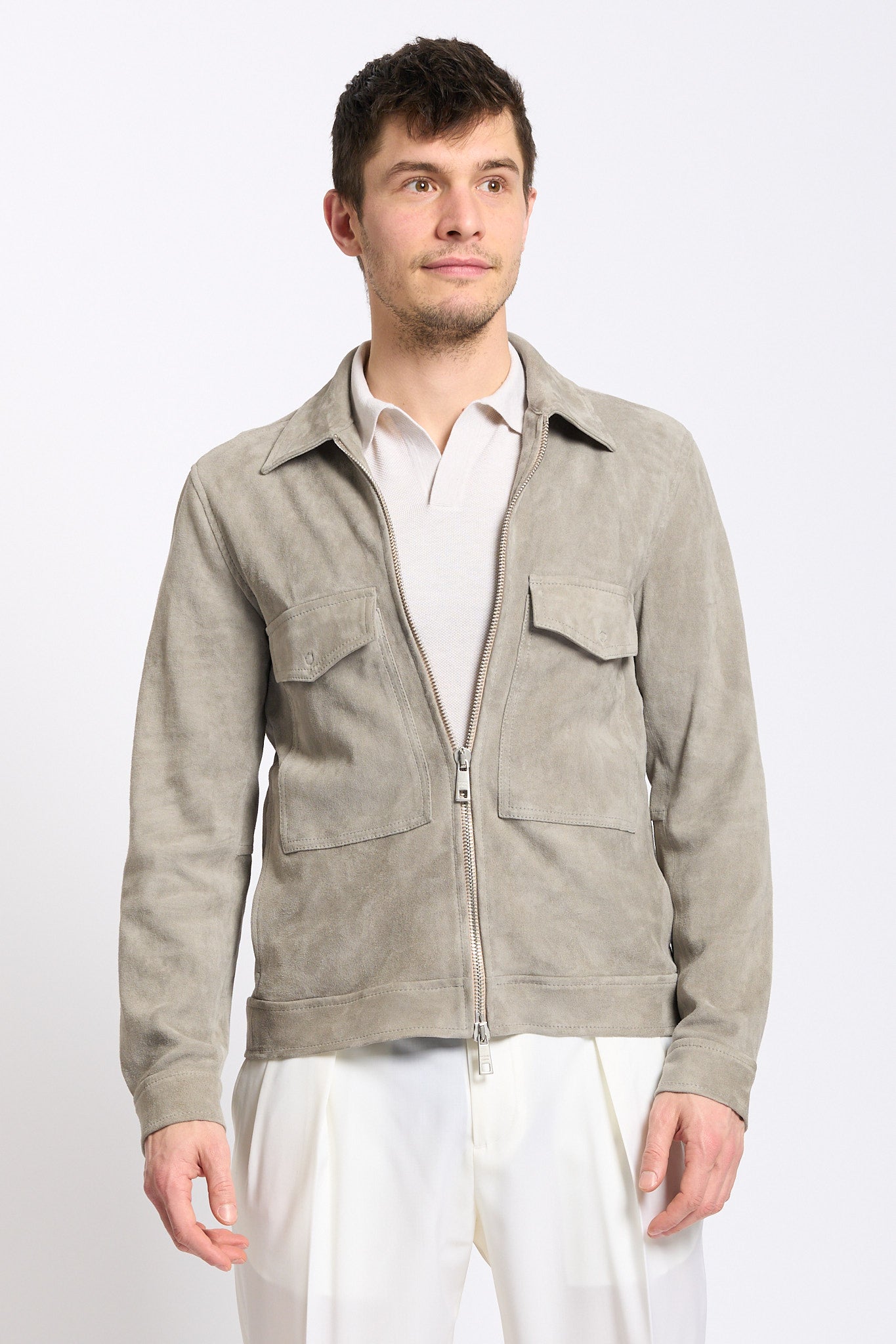 Giorgio Brato Giacca Pilot in Suede Sabbia Uomo-1