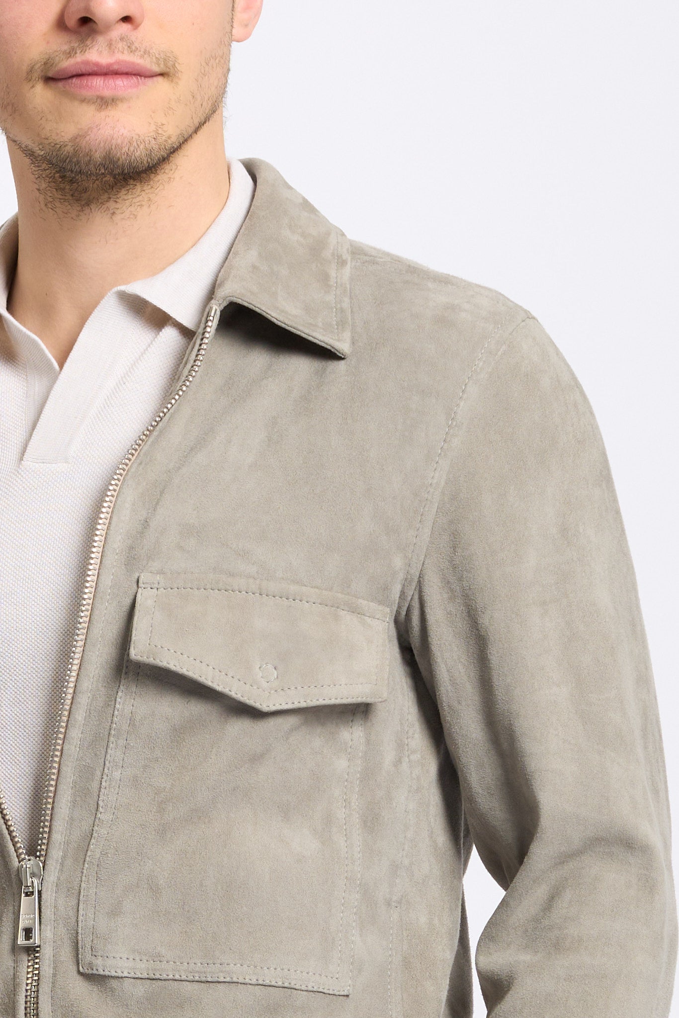 Giorgio Brato Giacca Pilot in Suede Sabbia Uomo-3