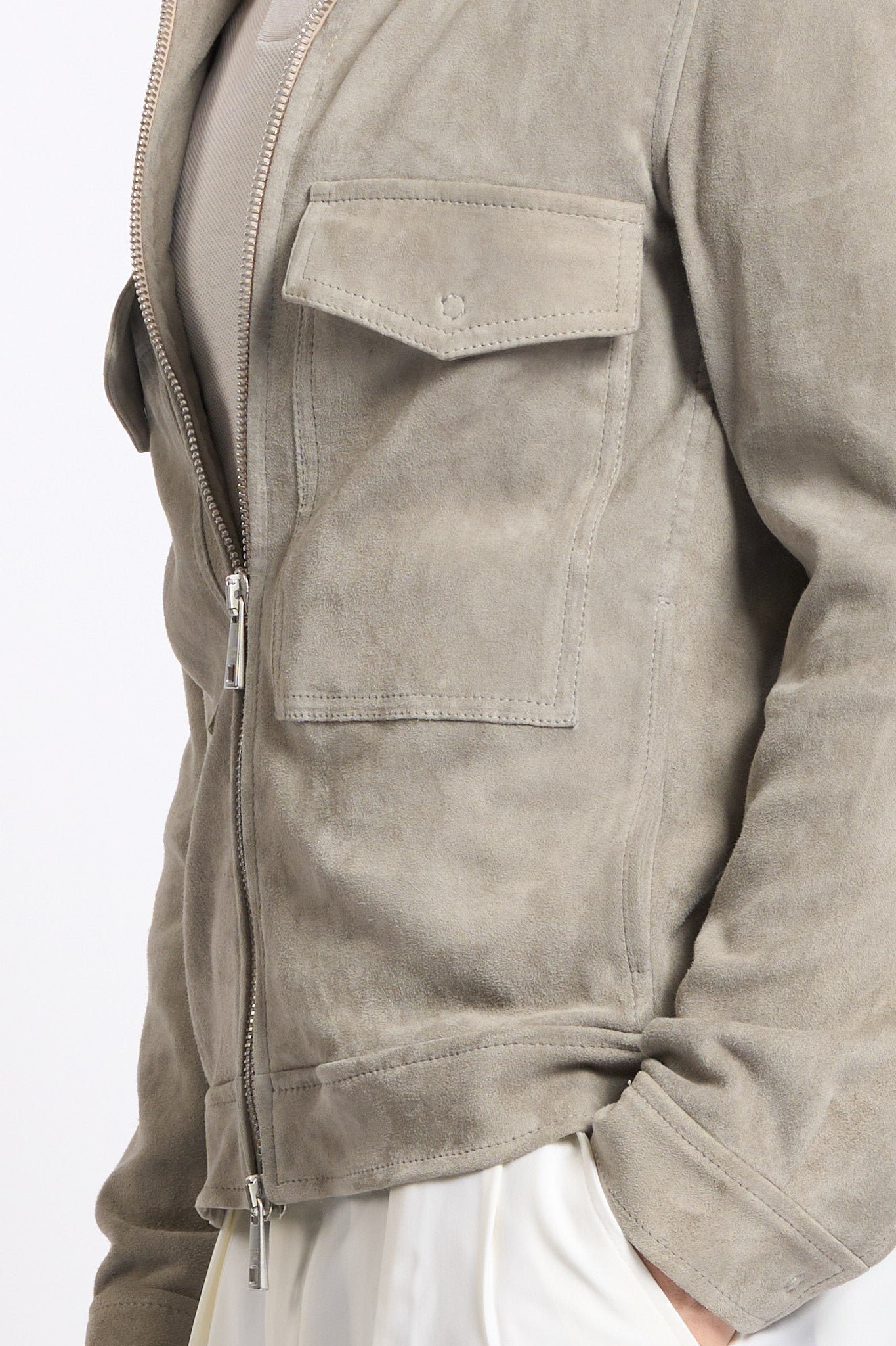 Giorgio Brato Giacca Pilot in Suede Sabbia Uomo-4