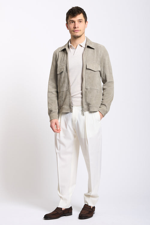 Giorgio Brato Giacca Pilot in Suede Sabbia Uomo-2